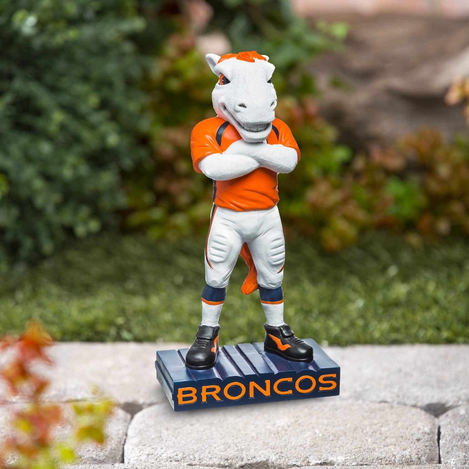 Denver Broncos Team Mascot Garden Statue, Hand Painted Resin, 12 Inch, Indoor Outdoor Decorative Sports Mascot, Officially Licensed