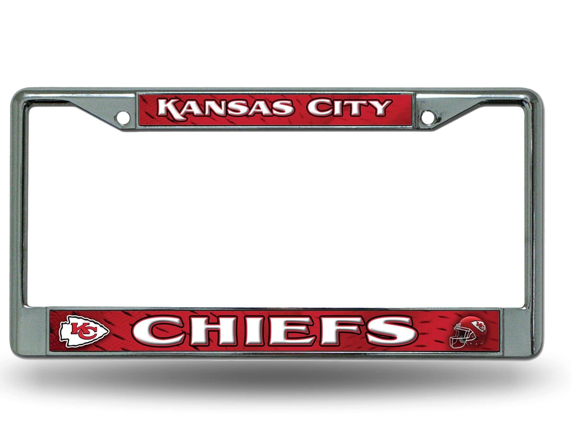 Kansas City Chiefs Premium Metal License Plate Frame Tag Cover, 12x6 inch, Pre-Drilled Holes, Officially Licensed