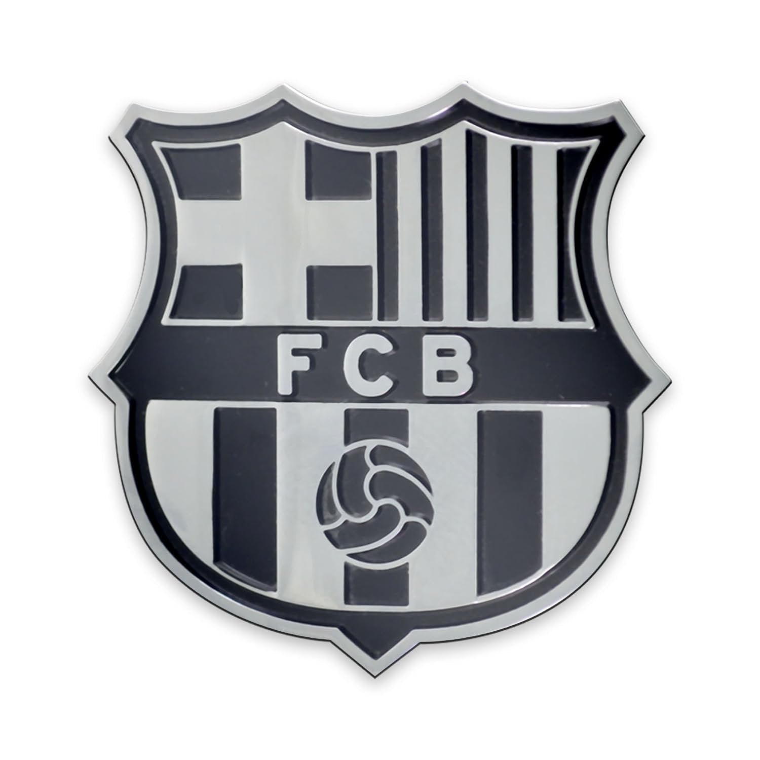 FC Barcelona Premium Metal Auto Emblem, Chrome Finish, 3x3 inches, Adhesive Tape Backing, Officially Licensed