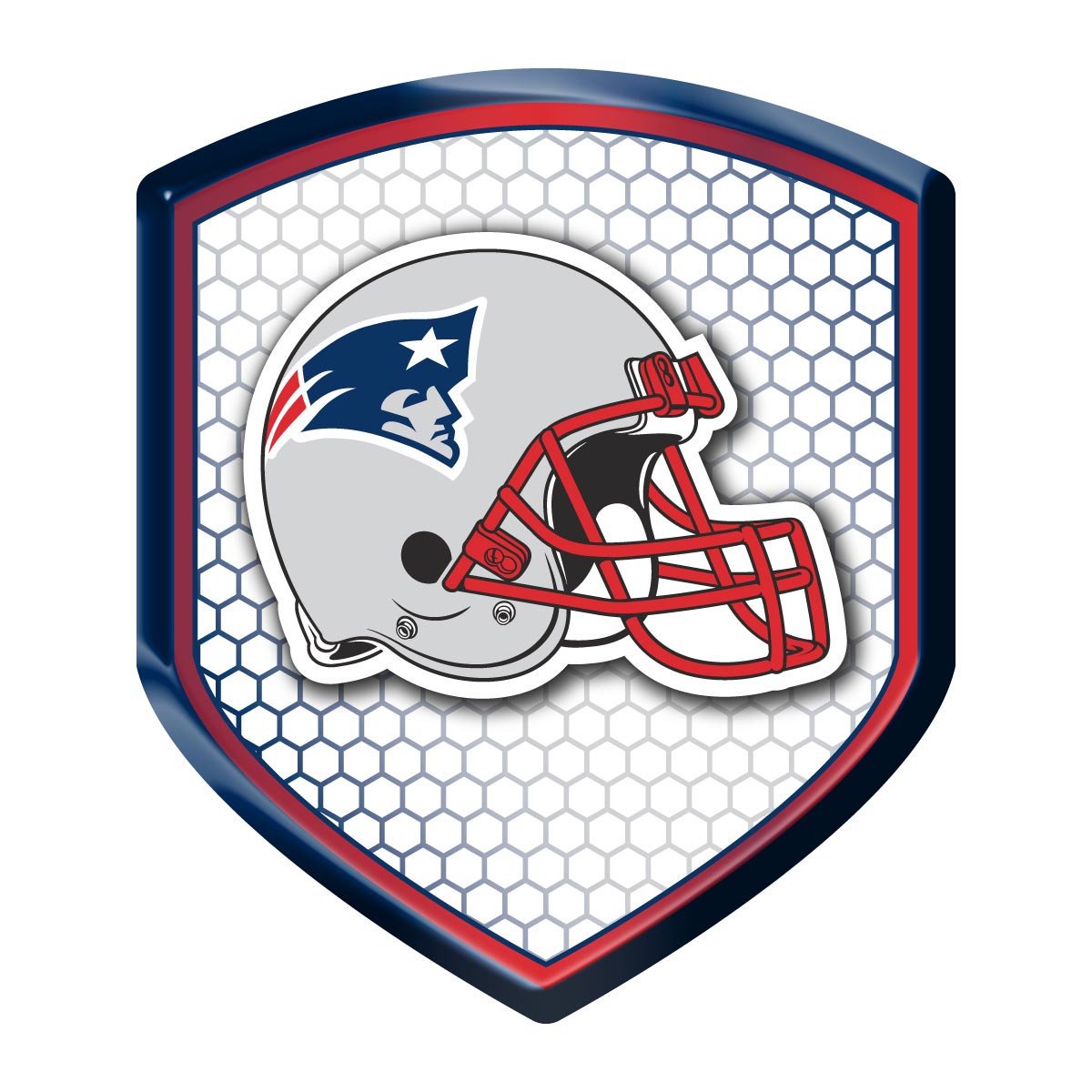 New England Patriots High Intensity Reflector, Shield Design, 2.5x3.5 Inch, Full Adhesive Backing, Officially Licensed