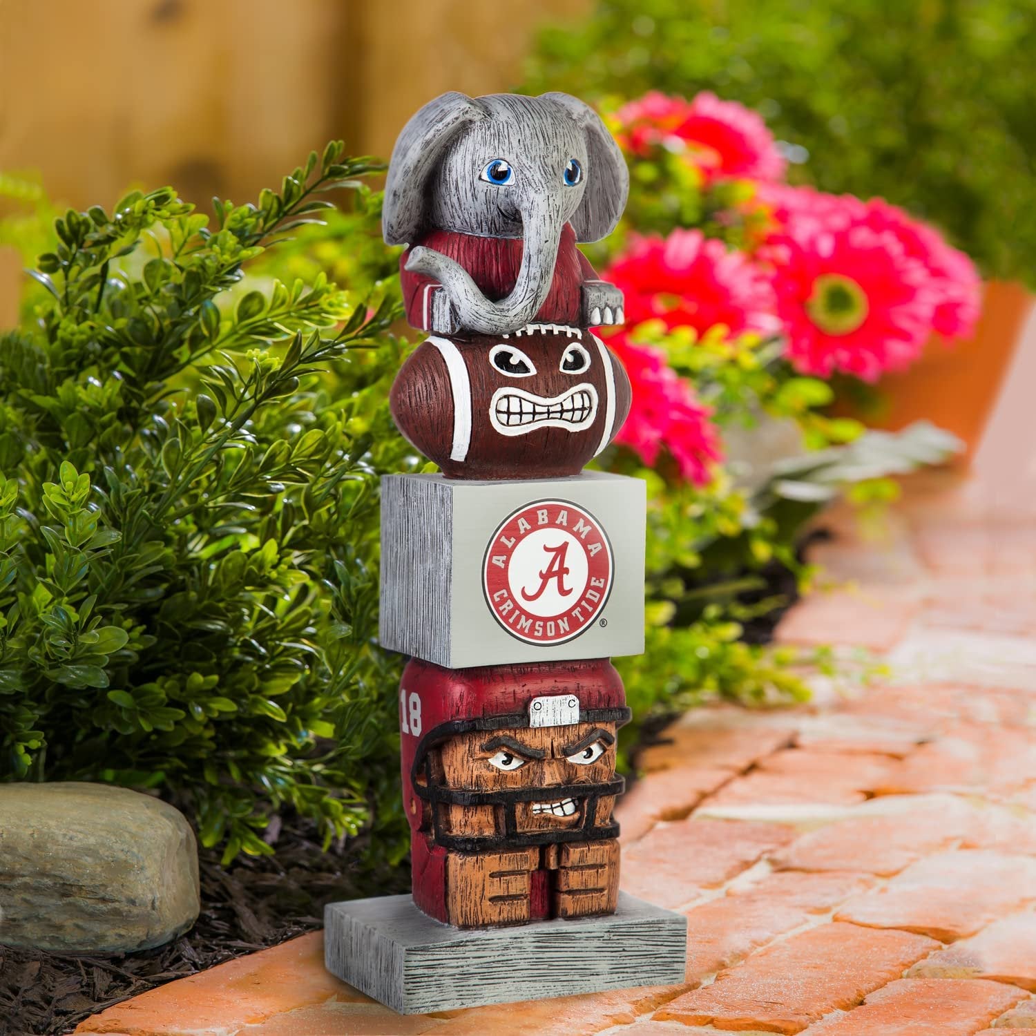 University of Alabama Crimson Tide Tiki Totem Garden Statue, Hand Painted Resin, 16 Inch, Indoor Outdoor Decorative Sports Mascot, Officially Licensed