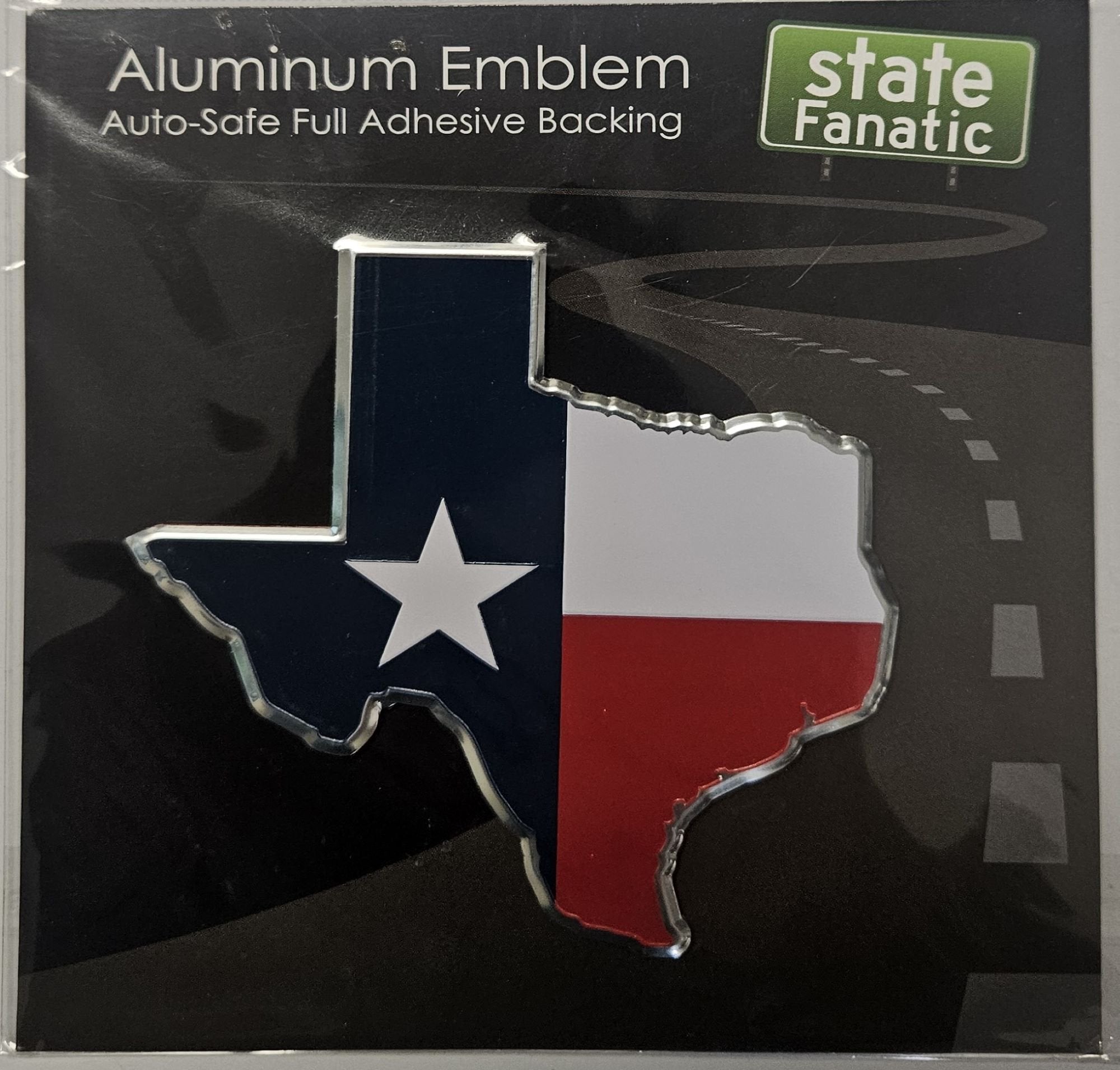 State of Texas Premium Aluminum Metal Raised Auto Emblem, State Outline, Color Embossed, Full Adhesive Backing, Officially Licensed