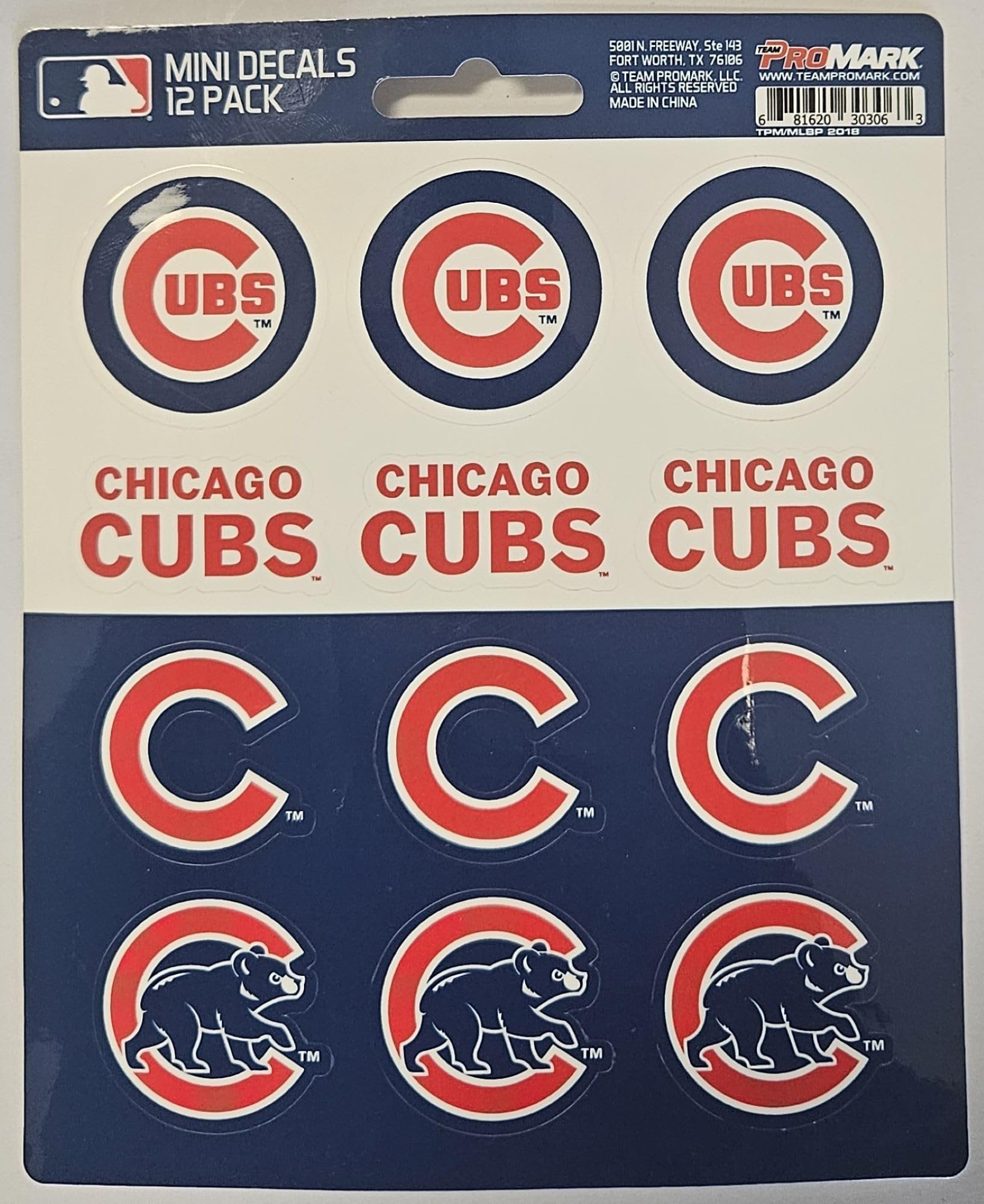 Chicago Cubs 12-Piece Mini Decal Sticker Set, 1 Inch Decals, 5x6 Inch Sheet, Officially Licensed