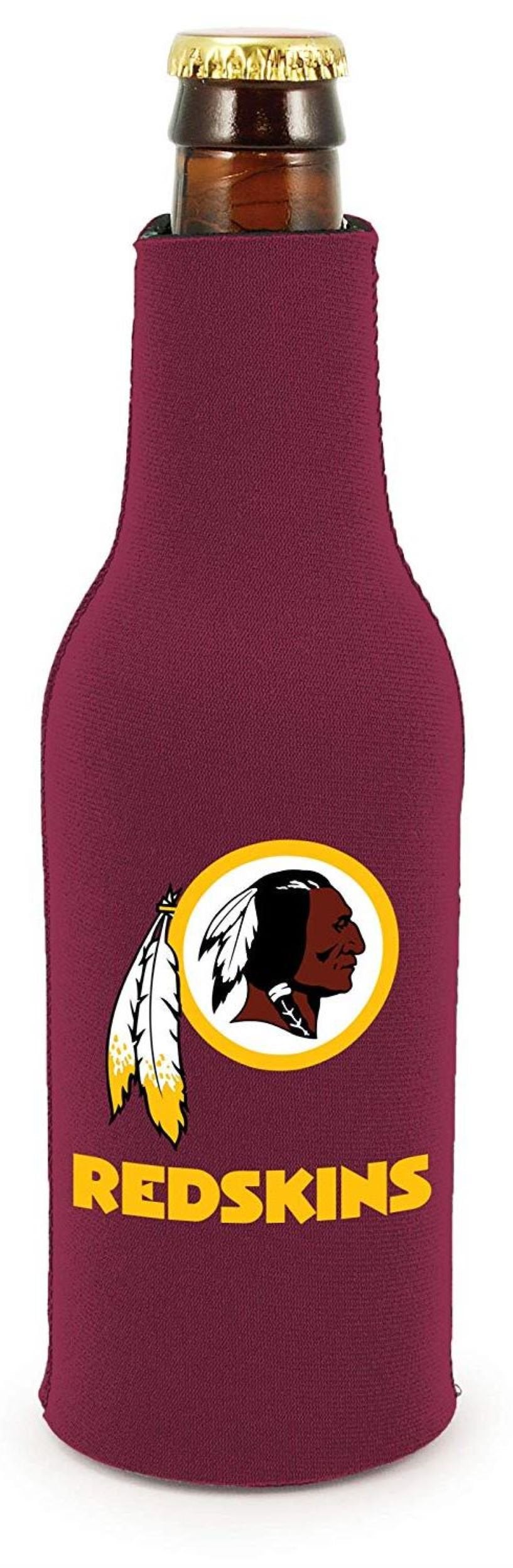 Washington Commanders Redskins Retro Logo Bottle Koozie, Neoprene Beverage Insulator Cooler, Zipper