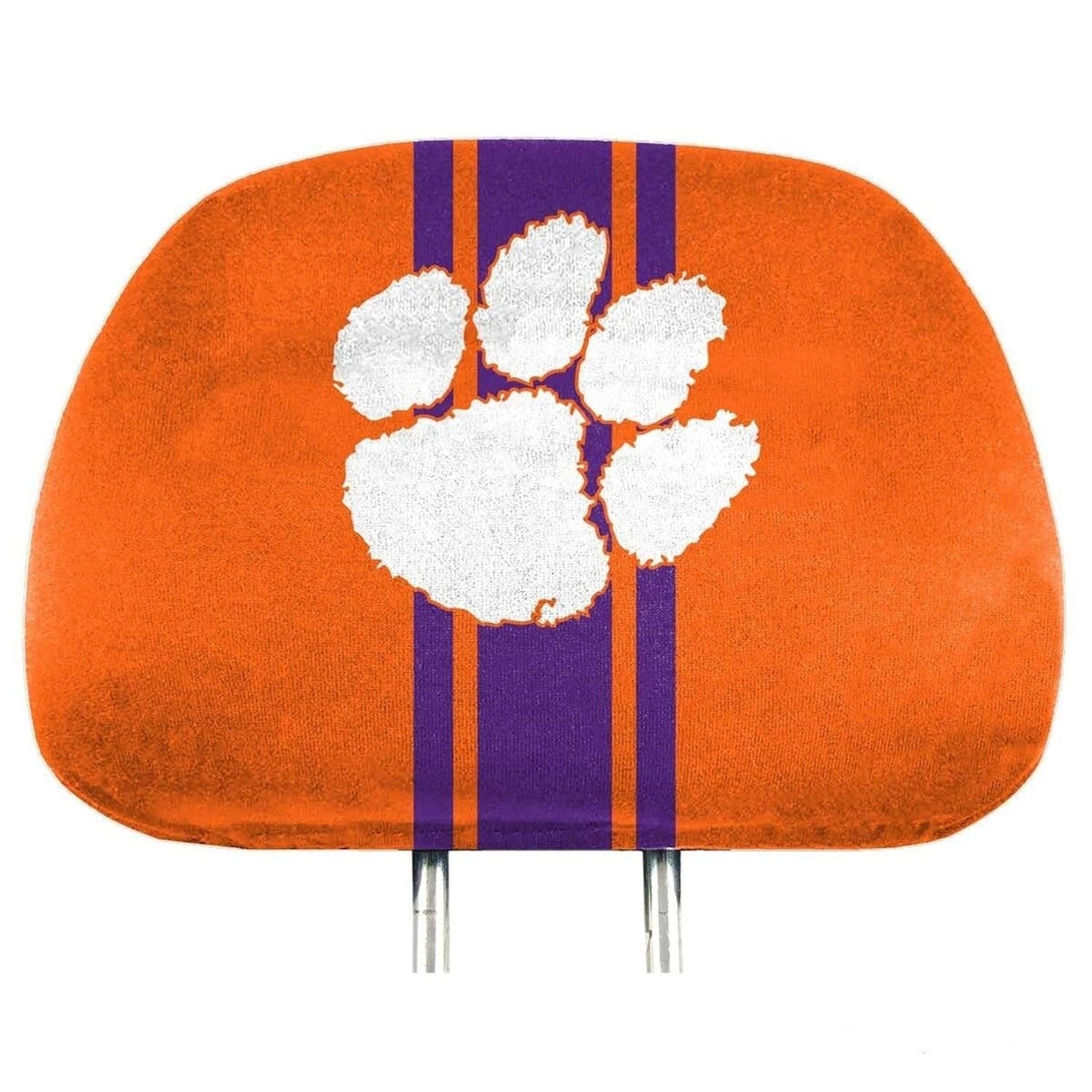 Clemson University Tigers Premium Pair of Auto Head Rest Covers, Full Color Printed, Elastic, 10x14 Inch