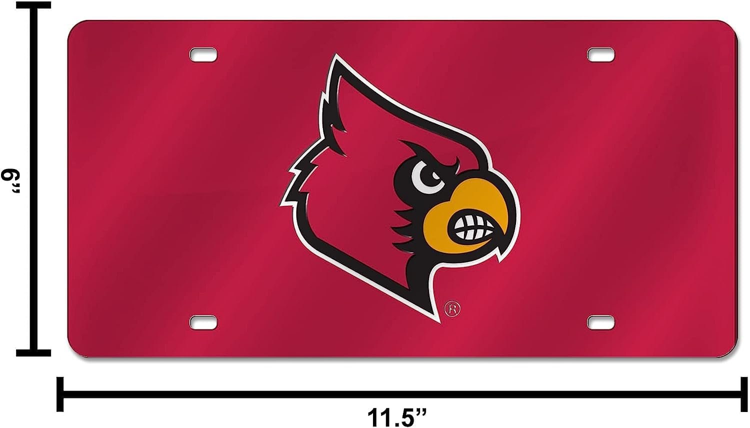 University of Louisville Cardinals Premium Laser Cut Tag License Plate, Red Mirrored Acrylic Inlaid, 12x6 Inch