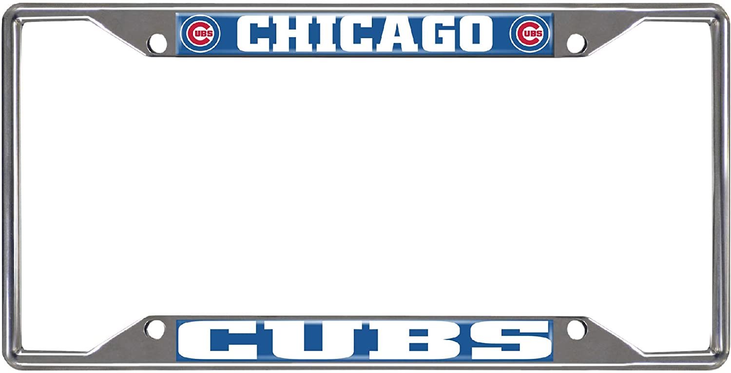 Chicago Cubs Metal License Plate Frame Tag Cover Chrome 6x12 Inch