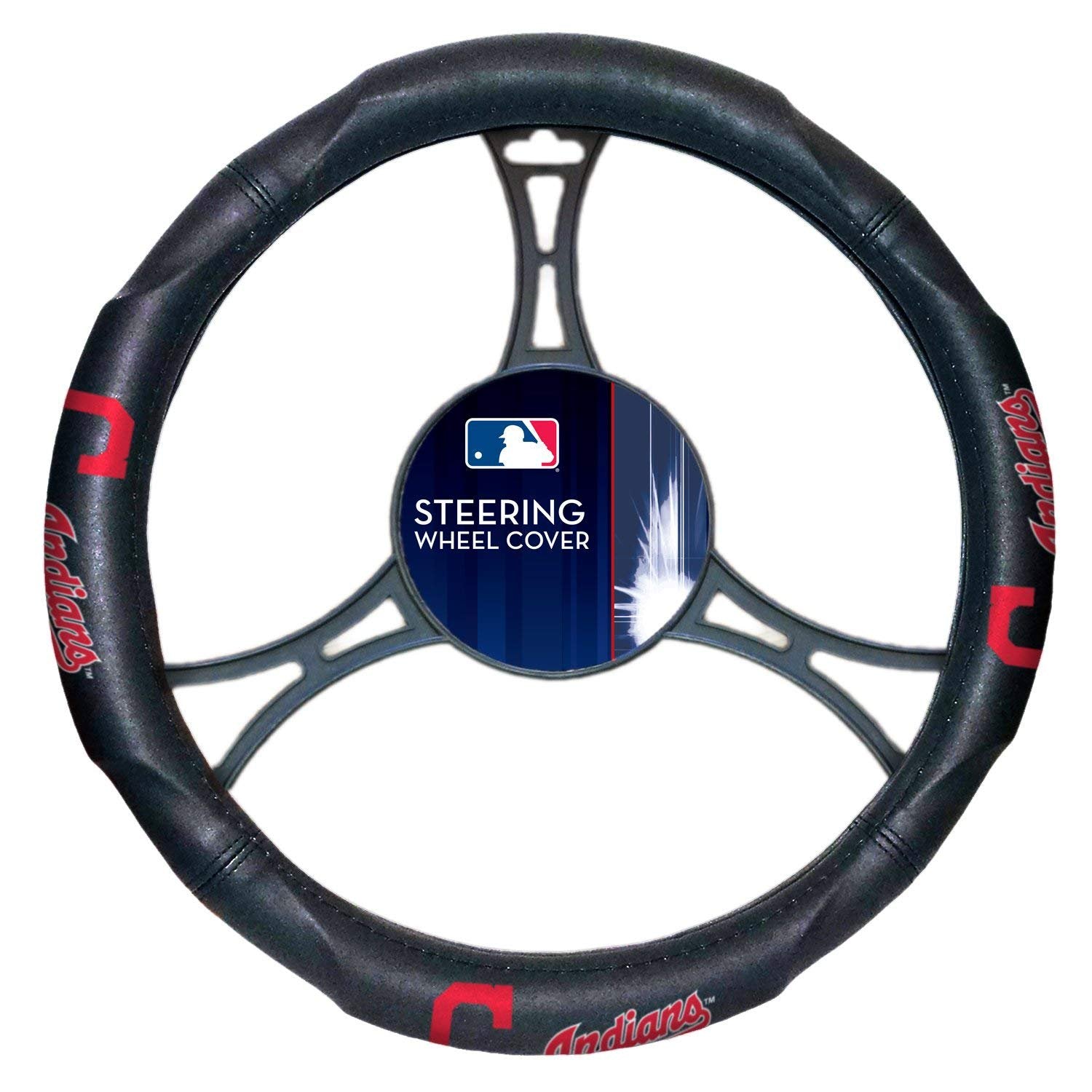 Cleveland Indians Guardians Steering Wheel Cover, Rubber Grip, Fits 14.5-15.5 Inch Wheels, Officially Licensed MLB