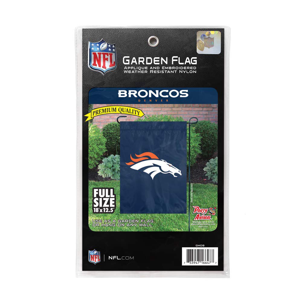 Denver Broncos Premium Garden Flag Banner, Applique Embroidered Construction, 12.5x18 Inch, Officially Licensed
