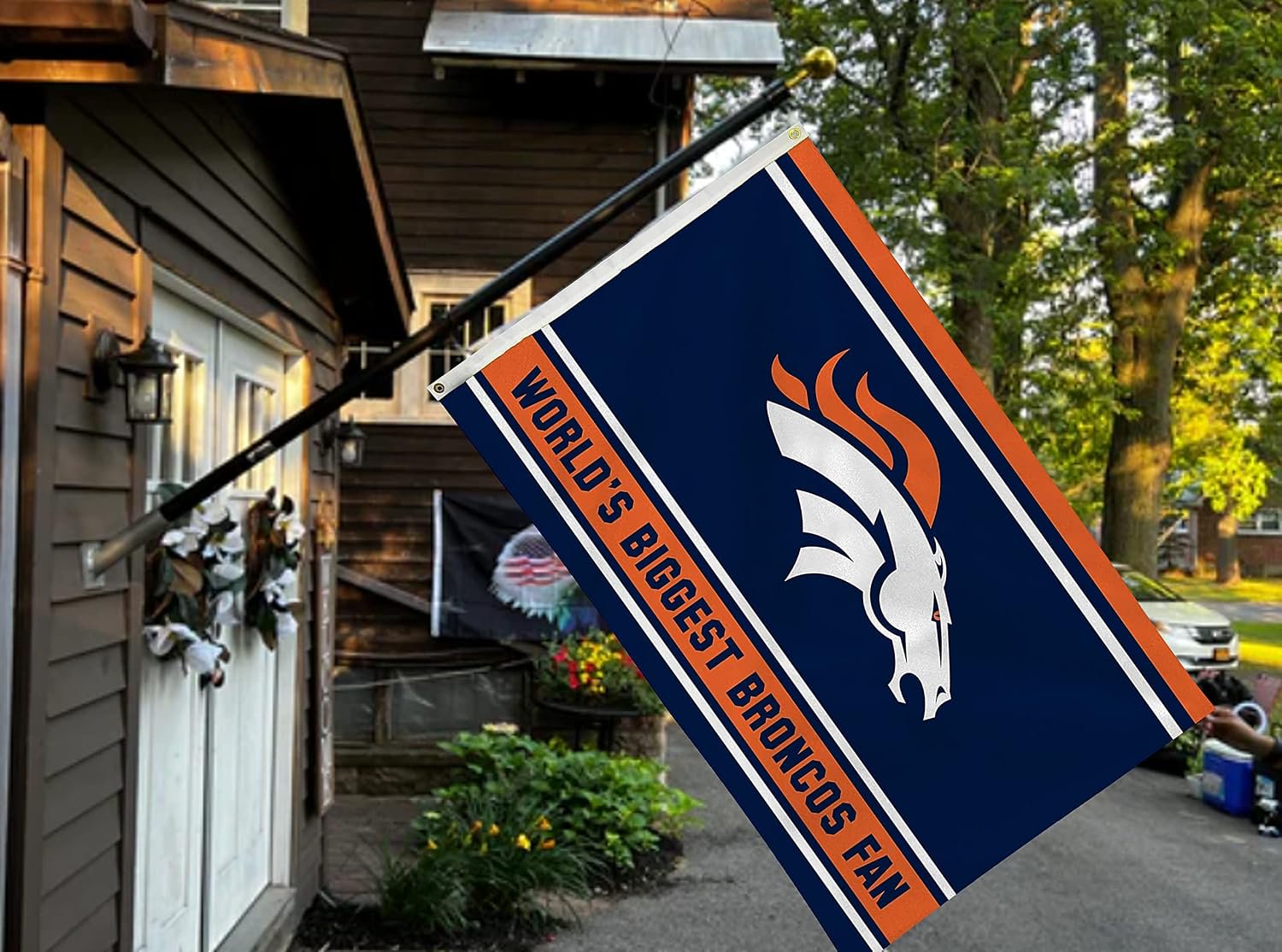 Denver Broncos Premium 3x5 Feet Flag Banner, World's Biggest Fan Design, Polyester, Metal Grommets, Officially Licensed