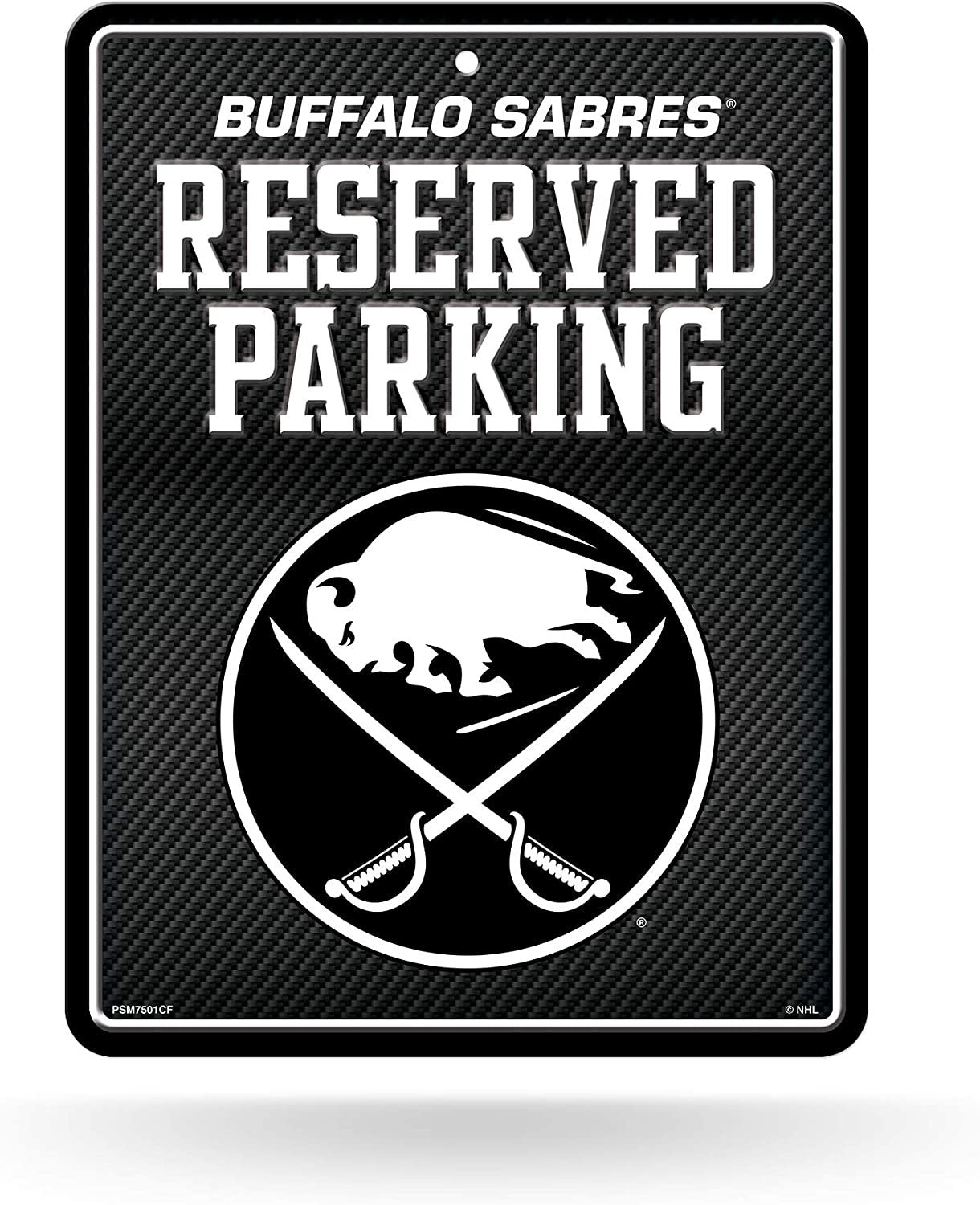 Buffalo Sabres Metal Parking Novelty Wall Sign 8.5 x 11 Inch Carbon Fiber Design