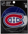 Montreal Canadiens 4 Inch Round Decal Sticker, Vinyl, Full Adhesive Backing