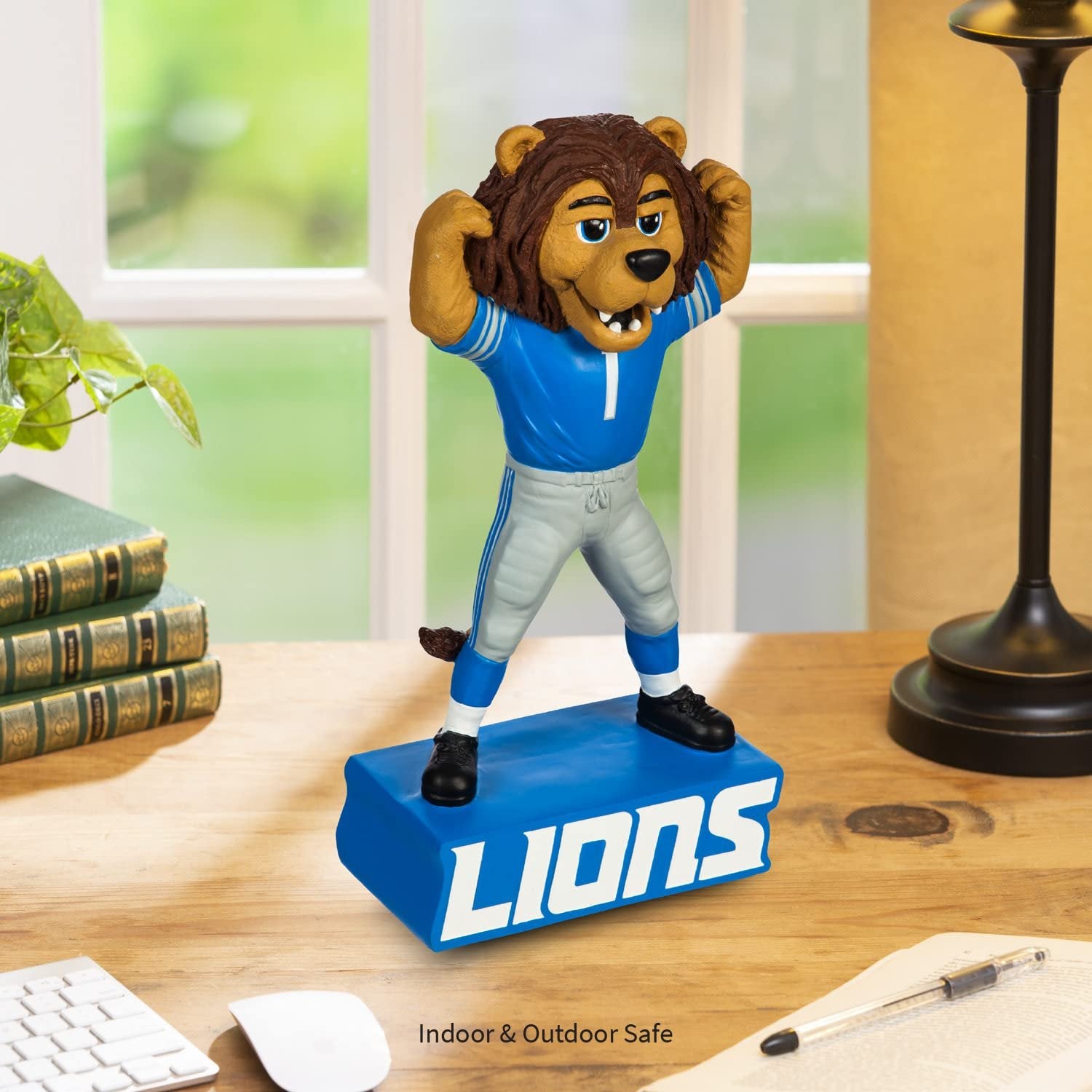 Detroit Lions Team Mascot Garden Statue, Hand Painted Resin, 12 Inch, Indoor Outdoor Decorative Sports Mascot, Officially Licensed