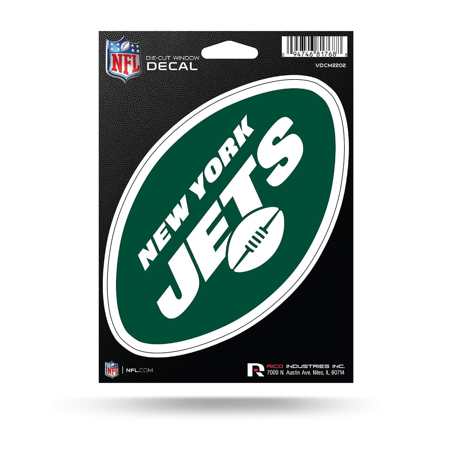 New York Jets Die Cut Vinyl Decal Sticker, Primary Logo, 5 Inch, Flat Finish, Full Adhesive Backing, Officially Licensed, Made in the USA