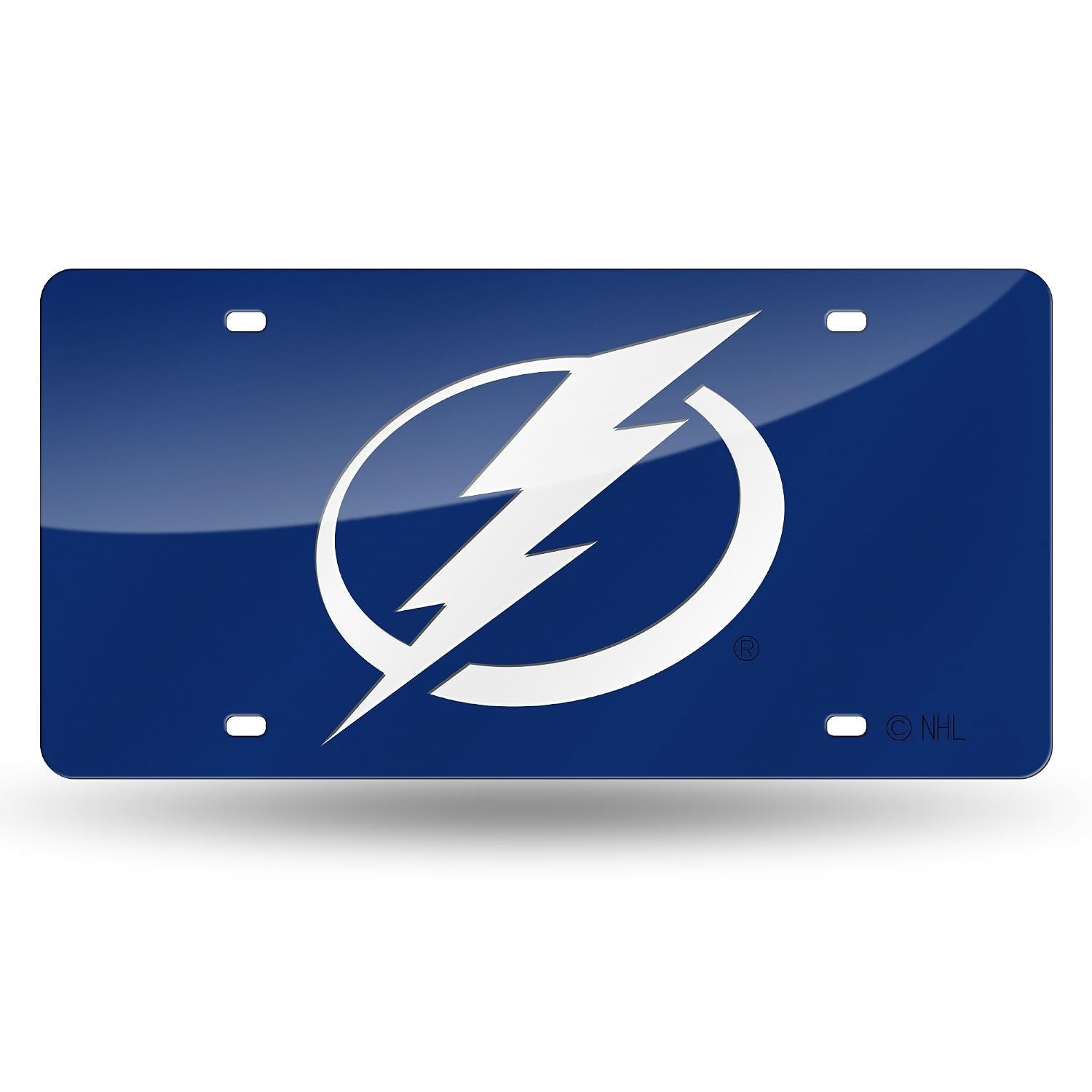Tampa Bay Lightning Premium Laser Cut Tag License Plate, Mirrored Acrylic Inlaid, 12x6 Inch, Officially Licensed
