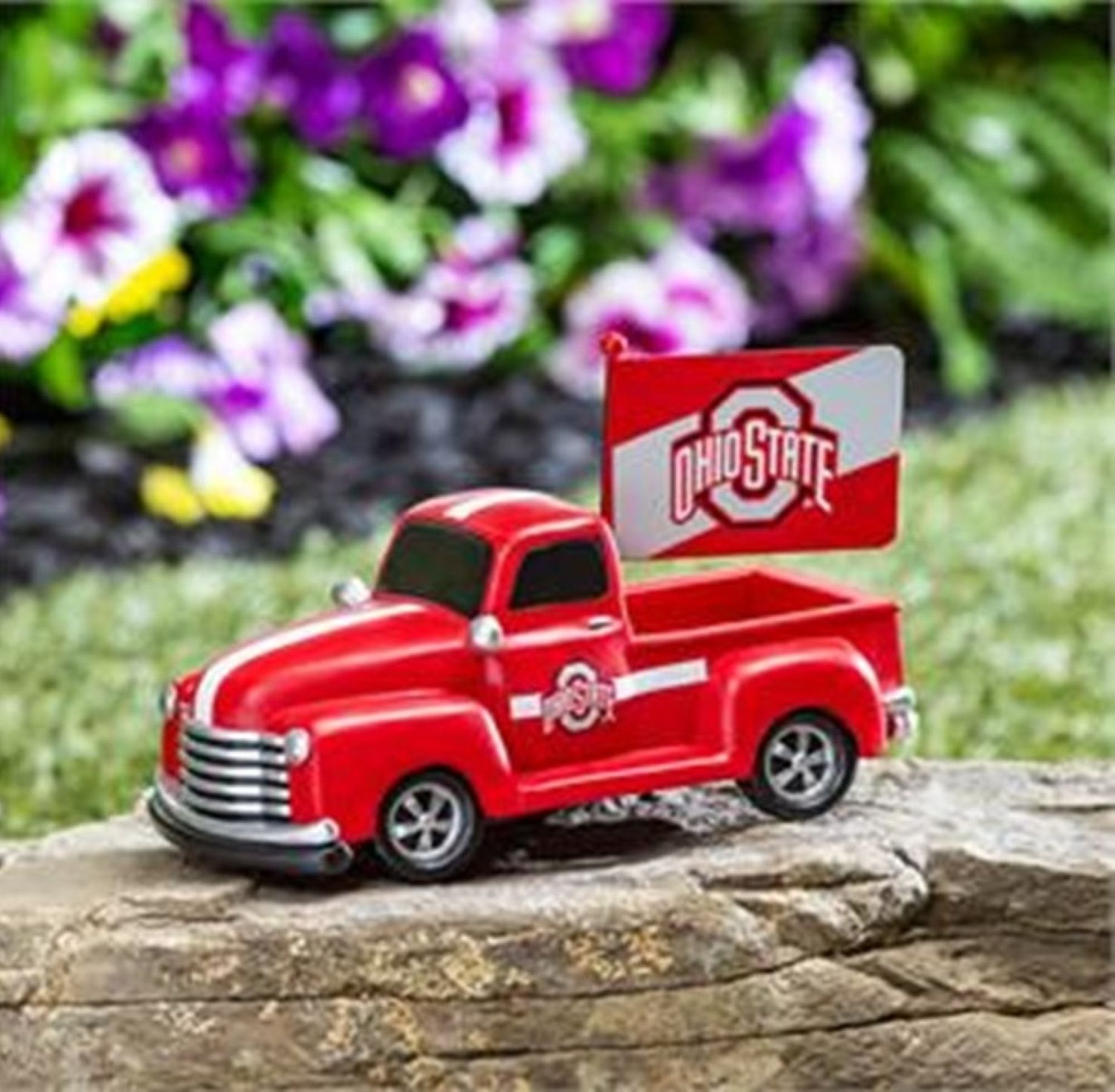 Ohio State University Buckeyes 9 Inch Metal Rally Truck Statue, Outdoor Garden or Indoor Fan Decor, Sports Fan Collectible Figurine, Officially Licensed