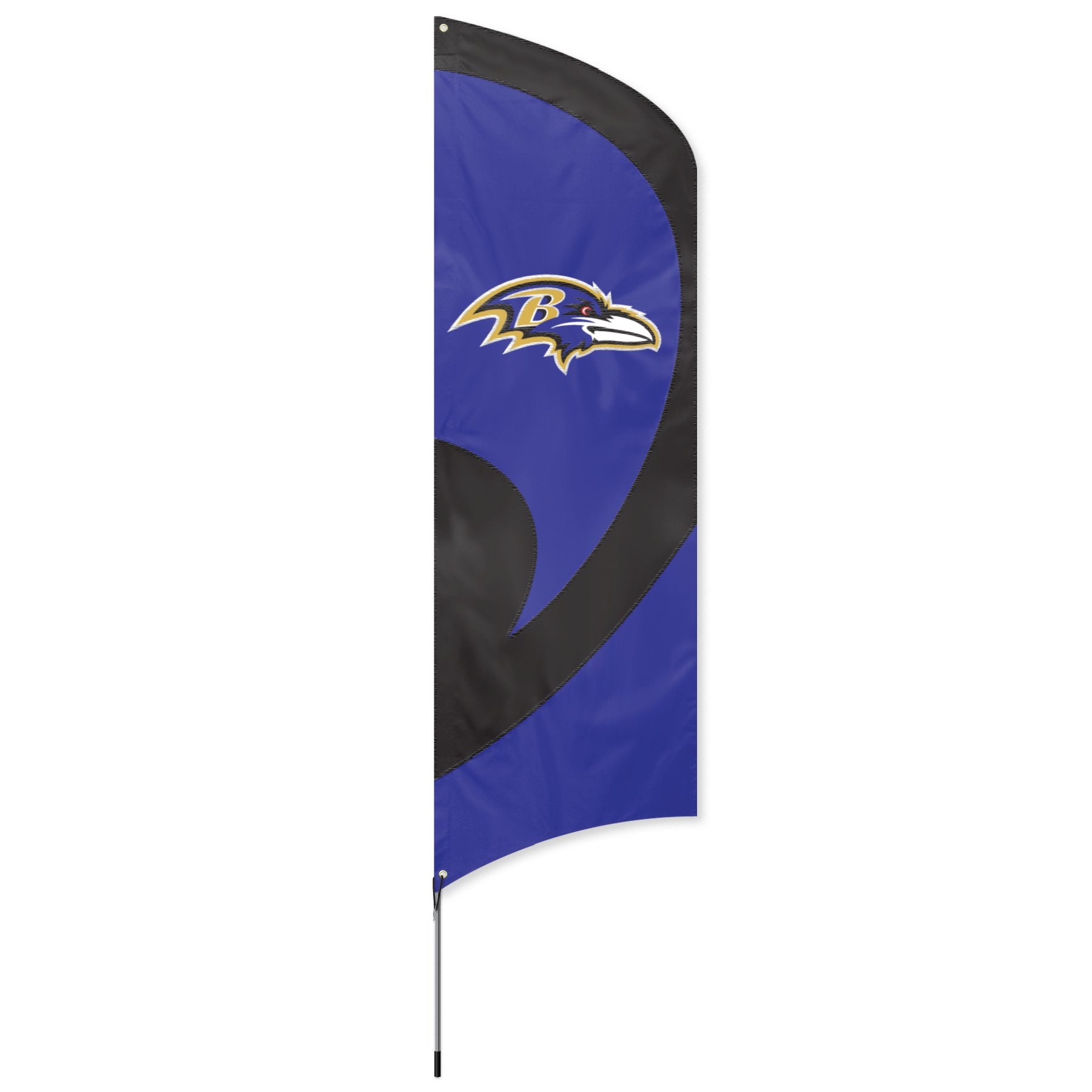 Baltimore Ravens NFL Tall Outdoor Flag Tailgating Banner, 8.5' x 2.5' with 11.5' Steel Pole & Ground Stake, Officially Licensed
