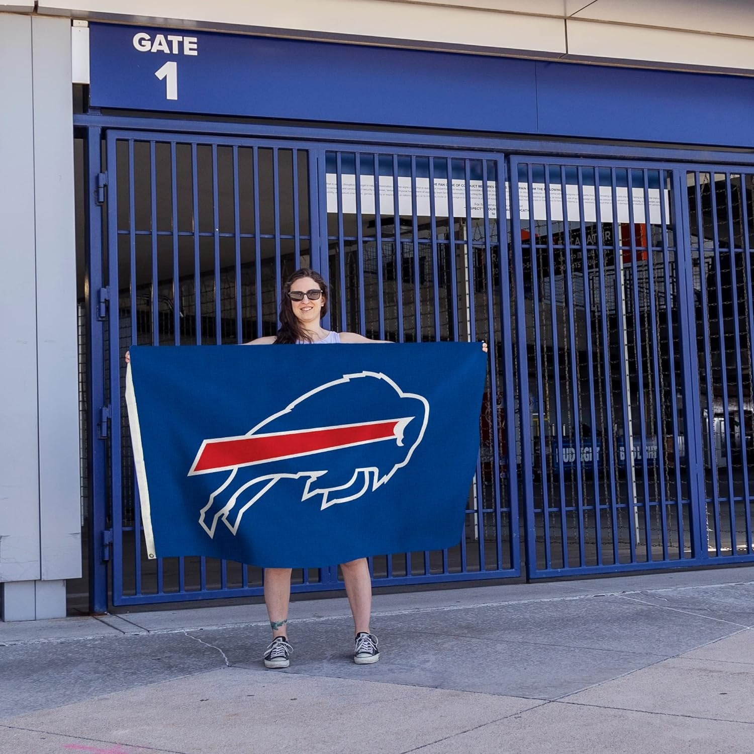 Buffalo Bills 3x5 Foot Flag Banner, Metal Grommets, Indoor or Outdoor Use, Single Sided, Blue Background