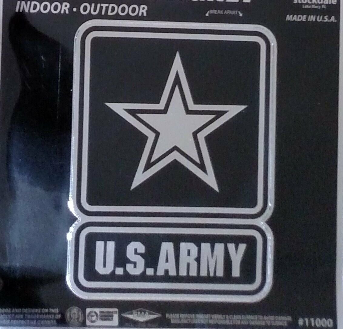 United States Army Military Decal Sticker, Die Cut, 12 Inch, Chrome Shimmer Design, All Surface, Full Adhesive Backing, Officially Licensed