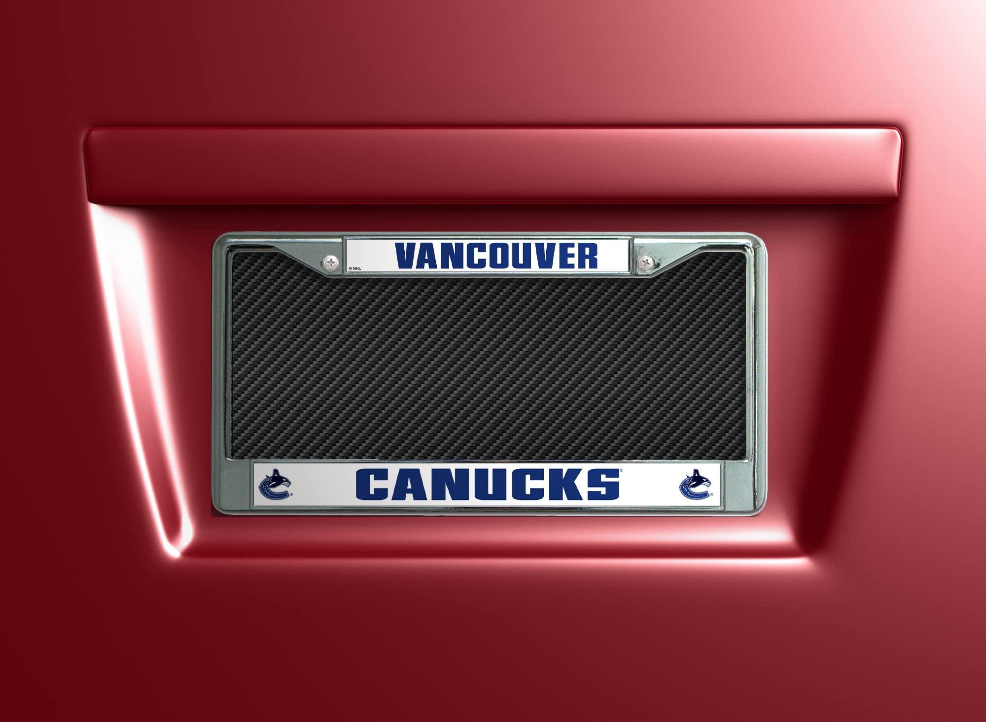 Vancouver Cancucks Premium Metal License Plate Frame Tag Cover, Standard Design, 12x6 inch, Pre-Drilled Holes, Officially Licensed