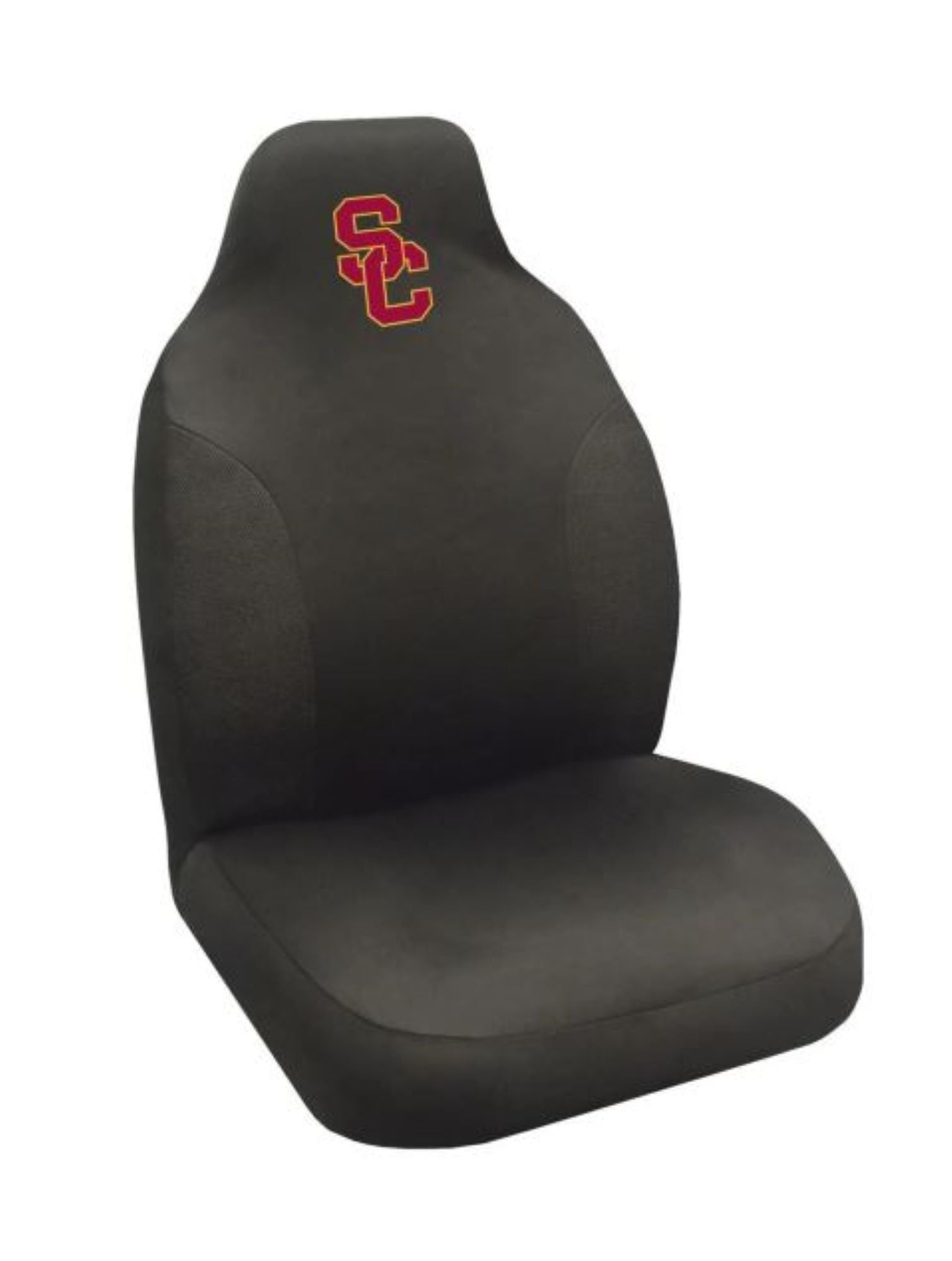 University of Southern California USC Trojans Premium Embroidered Black Auto Bucket Seat Cover, 48x20 Inch, Elastic