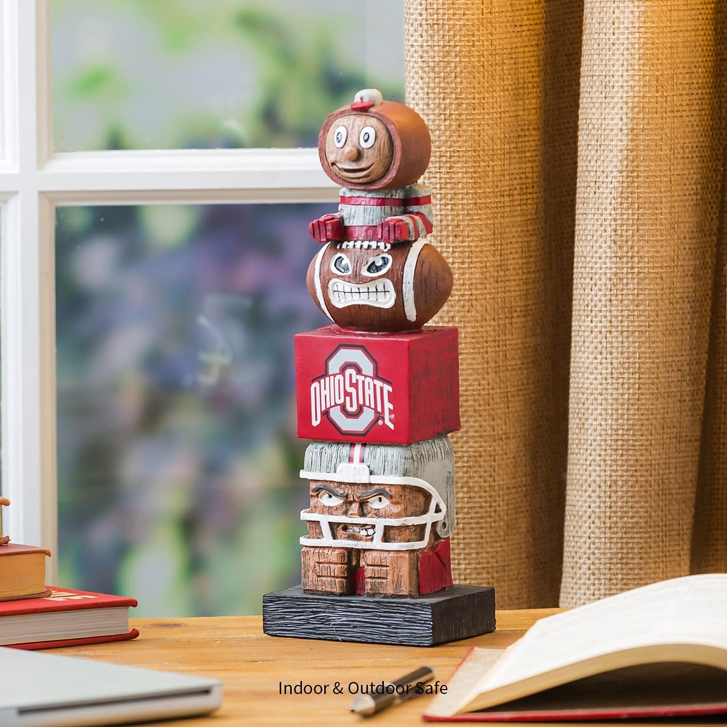 Ohio State University Buckeyes Tiki Totem Garden Statue, Hand Painted Resin, 16 Inch, Indoor Outdoor Decor, Officially Licensed
