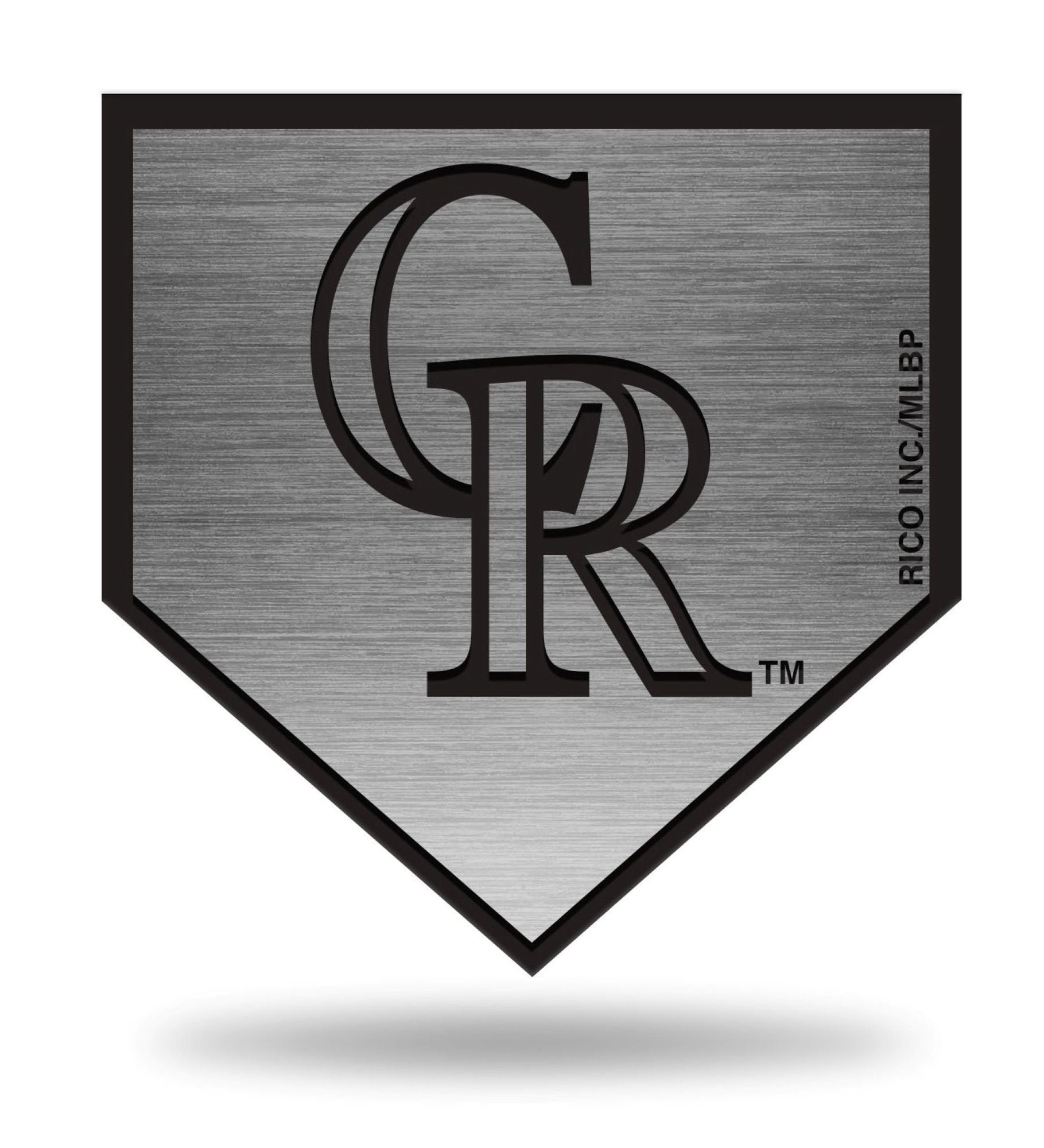 Colorado Rockies Premium Solid Metal Auto Emblem, Antique Nickel Design, Plate Design, Die Cut, Full Adhesive Backing, Officially Licensed