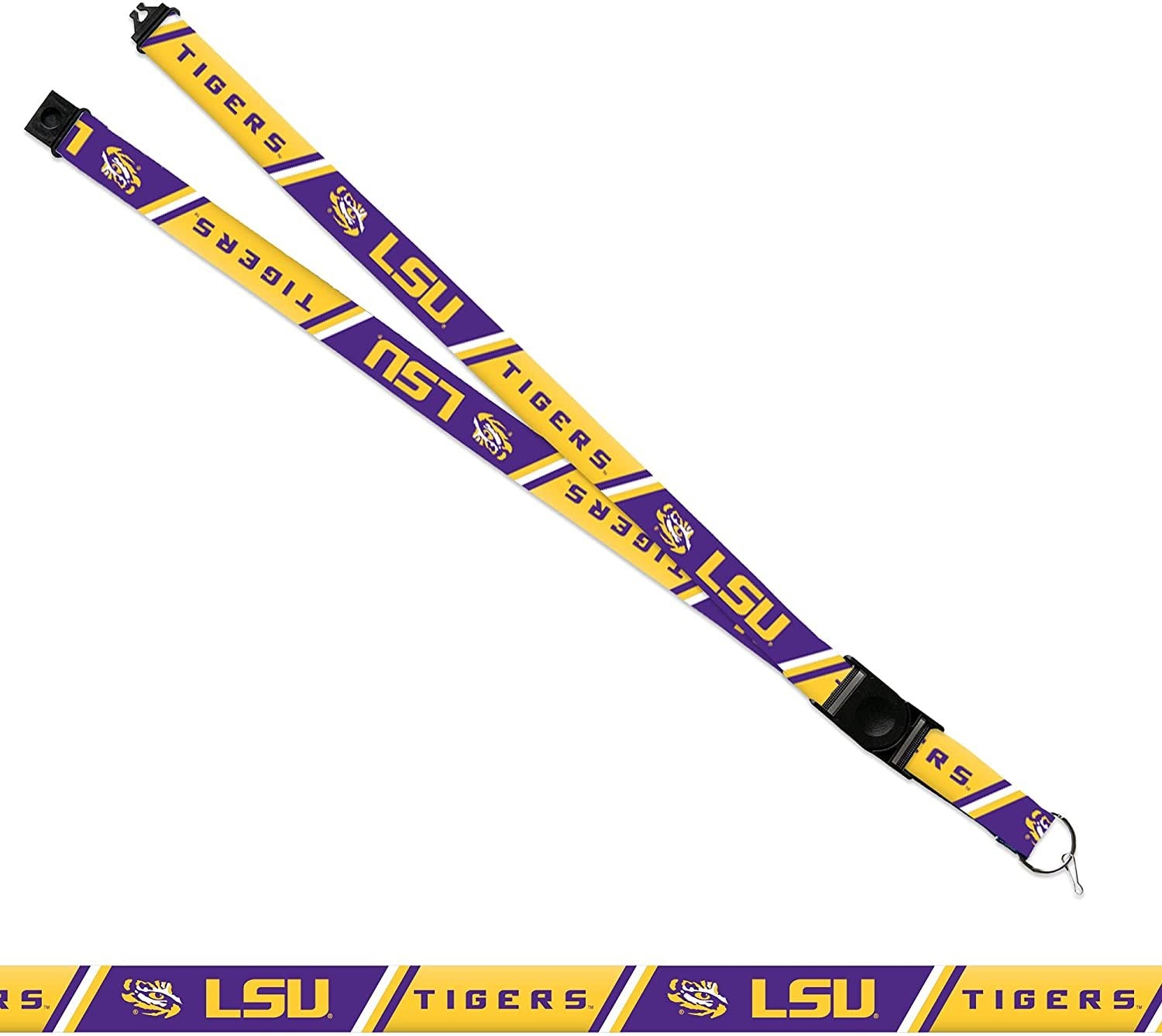 Louisiana State University Tigers LSU Lanyard Keychain Double Sided 18 Inch Button Clip Safety Breakaway