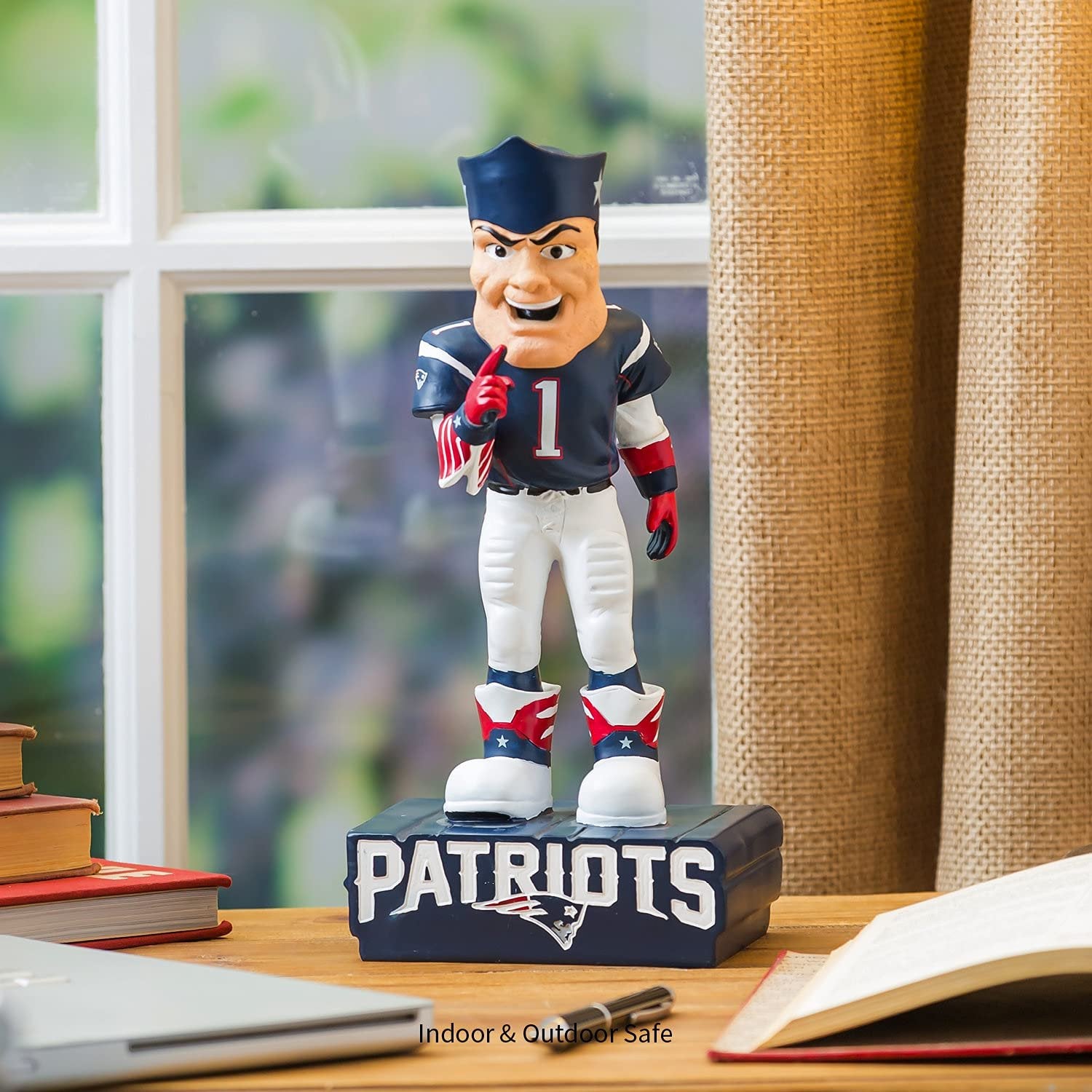 New England Patriots Team Mascot Garden Statue, Hand Painted Resin, 12 Inch, Indoor Outdoor Decorative Sports Mascot, Officially Licensed