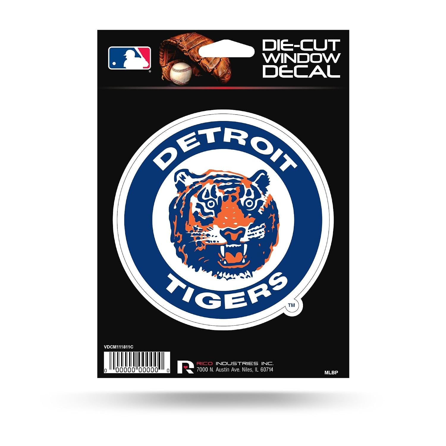 Detroit Tigers Die Cut Vinyl Decal Sticker, Retro Logo, 5 Inch, Flat Finish, Full Adhesive Backing, Officially Licensed, Made in the USA