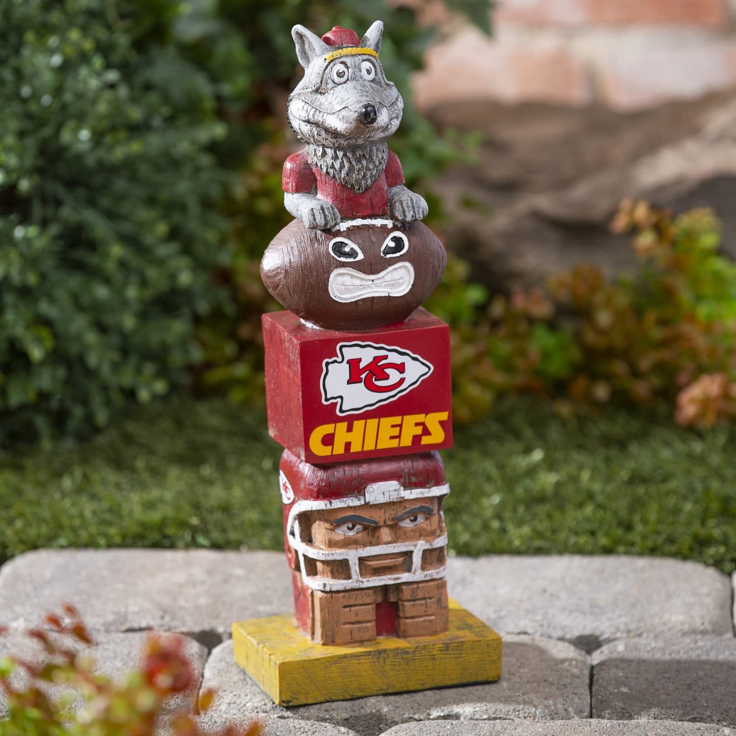 Kansas City Chiefs Tiki Totem Garden Statue, Hand Painted Resin, 16 Inch, Indoor Outdoor Decorative Sports Mascot, Officially Licensed