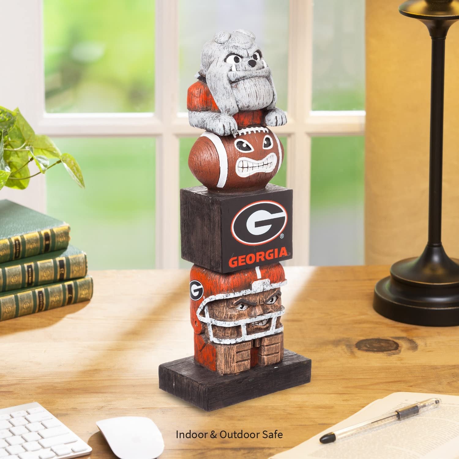 University of Georgia Bulldogs Tiki Totem Garden Statue, Hand Painted Resin, 16 Inch, Indoor Outdoor Decor, Officially Licensed