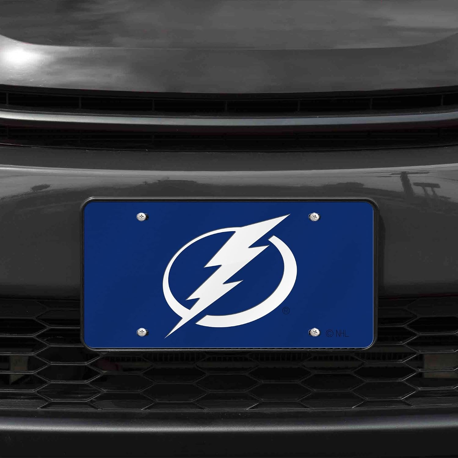 Tampa Bay Lightning Premium Laser Cut Tag License Plate, Mirrored Acrylic Inlaid, 12x6 Inch, Officially Licensed