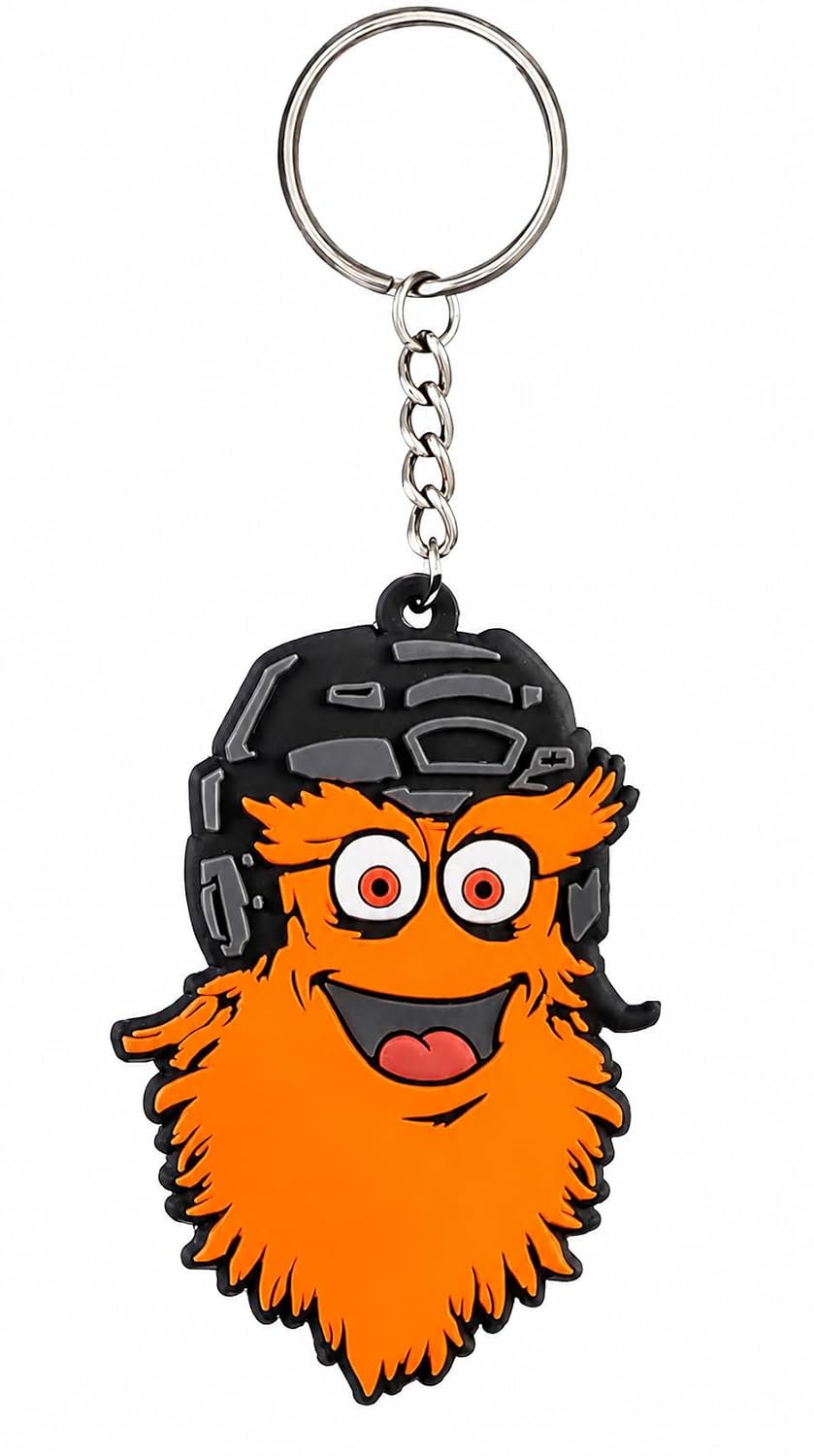 Philadelphia Flyers Keychain, Gritty Mascot Design, Rubber Flex PVC, Officially Licensed