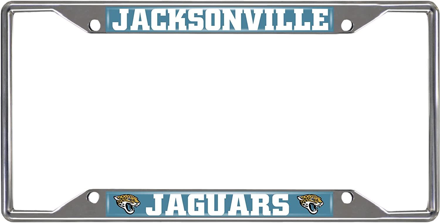 Jacksonville Jaguars Metal License Plate Frame Chrome Tag Cover 6x12 Inch