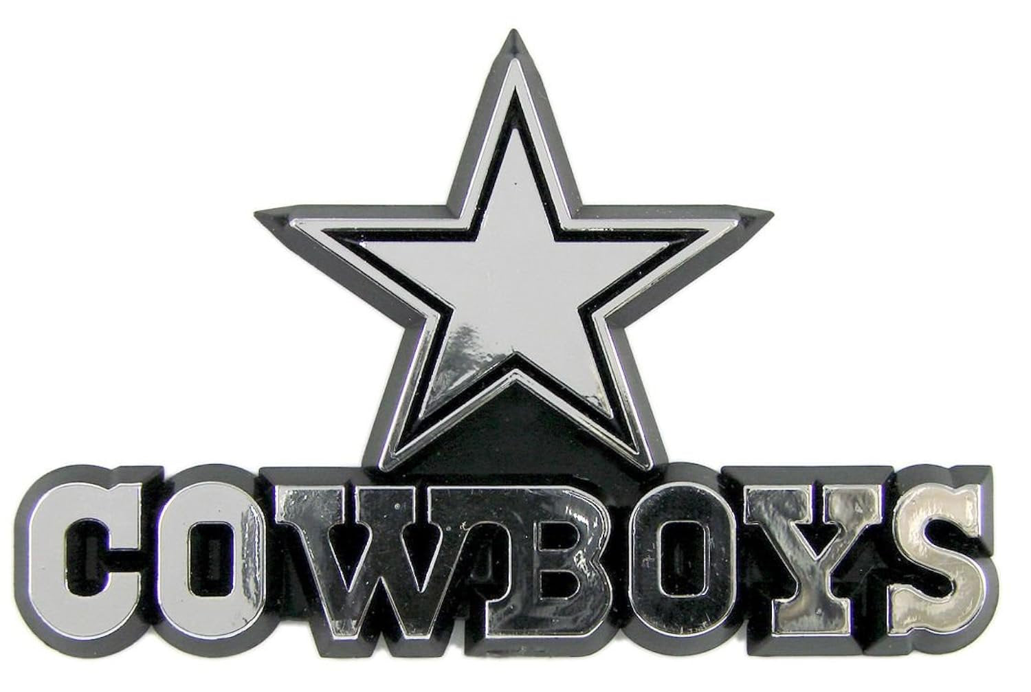 Dallas Cowboys Premium Auto Emblem Solid Metal, Raised, Die Cut, Chrome Finish Design, Full Adhesive Backing, Officially Licensed