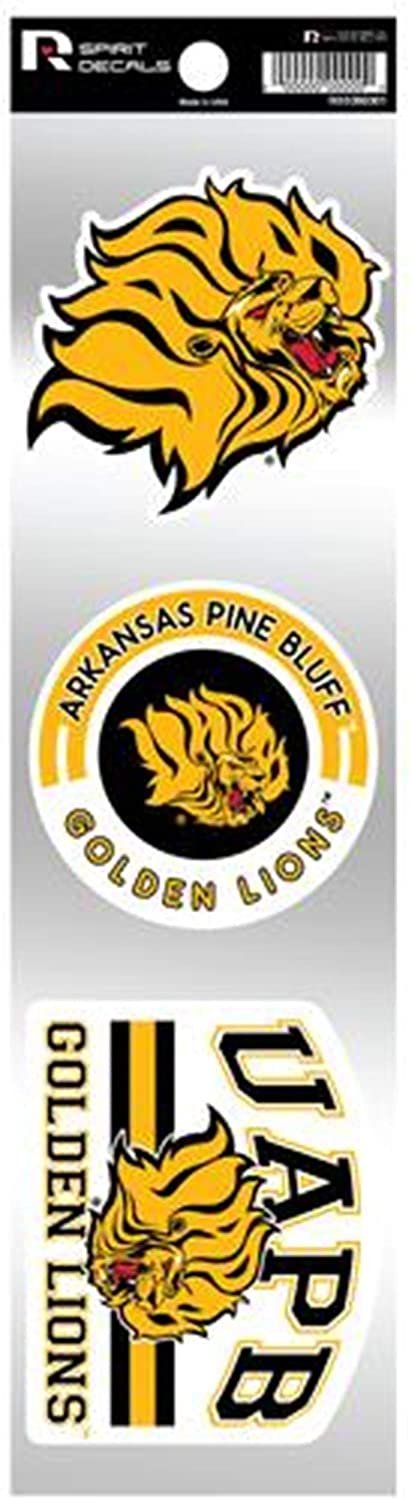 Arkansas Pine Bluff Golden Lions Triple Retro Decals Throwback Spirit Flat Vinyl Auto Home Sticker Sheet University of