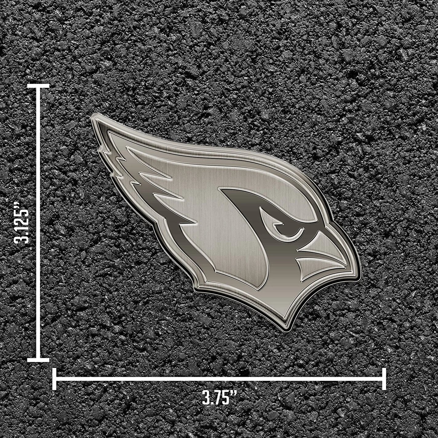 Arizona Cardinals Solid Metal Auto Emblem Antique Nickel Design