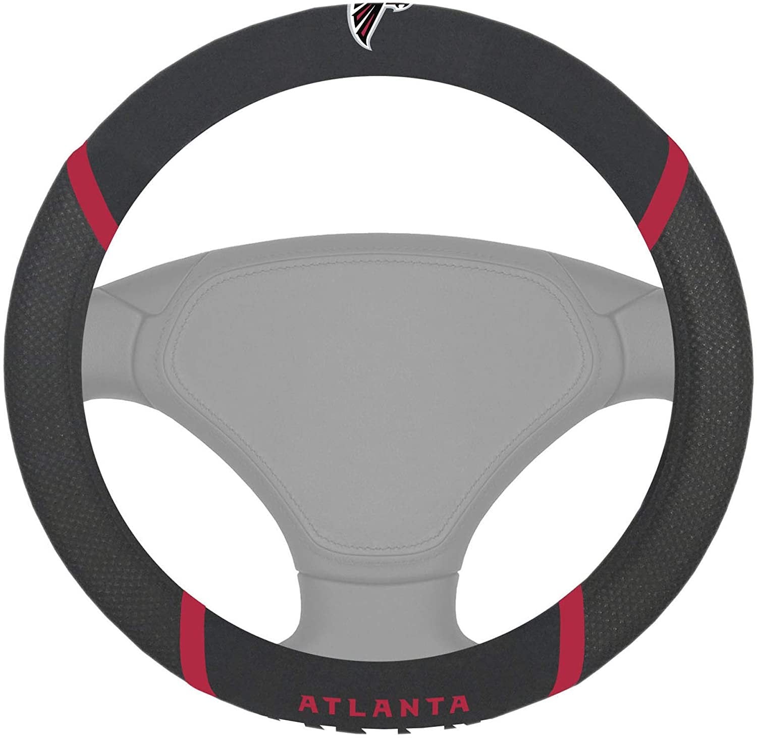 Atlanta Falcons Premium 15 Inch Black Emroidered Steering Wheel Cover