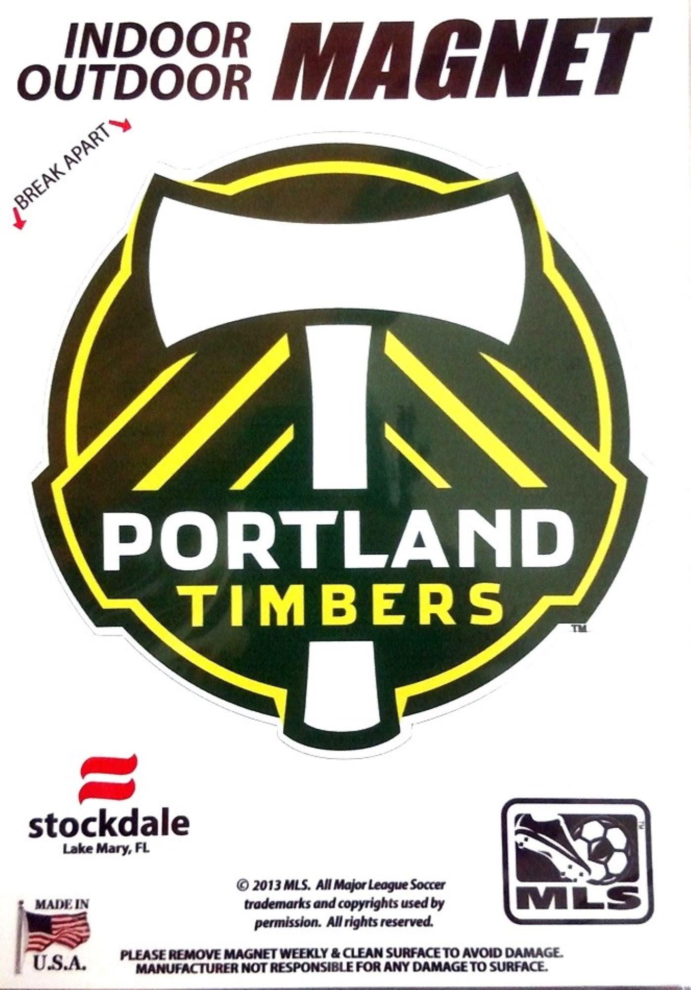 Portland Timbers 5 Inch Perfect Cut Magnet, Heavy Duty, Auto or Home Use, Full Magnetic Backing, Peel and Stick Application, Officially Licensed, Made in