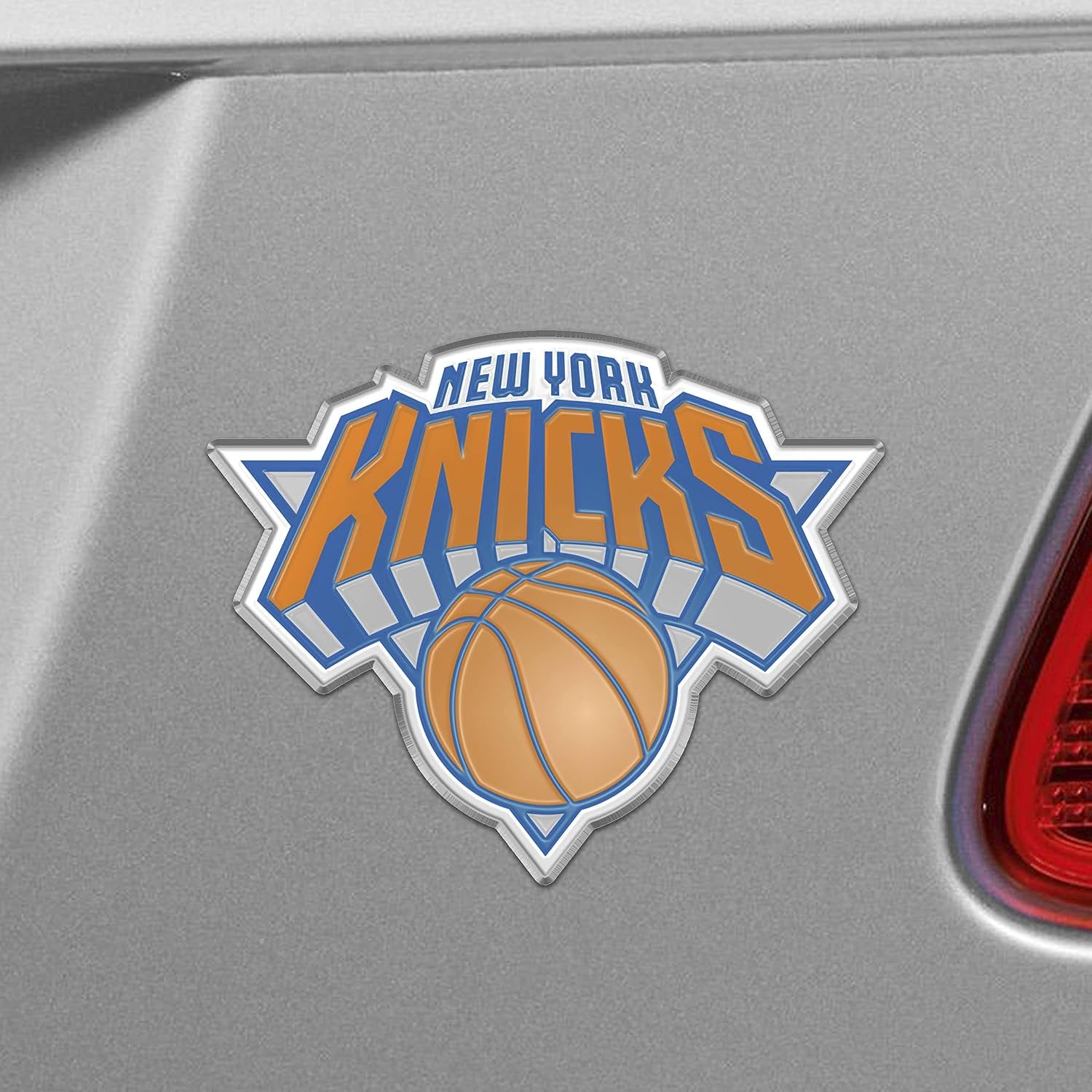 New York Knicks Embossed Color Auto Emblem, Logo Design, Raised Aluminum Metal, Full Adhesive Backing, Officially Licensed