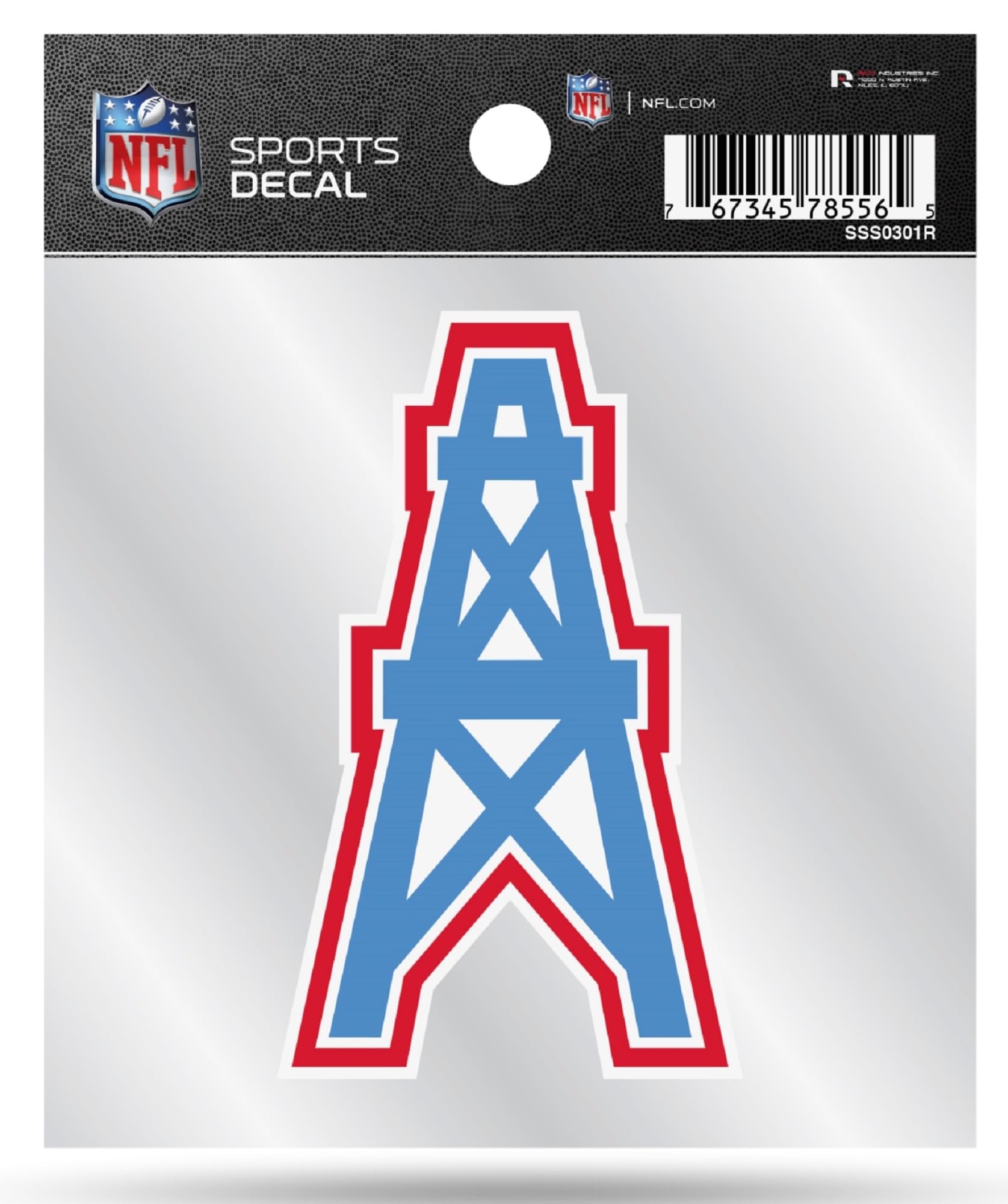 Tennessee Titans 4x4 Inch Die Cut Decal Sticker, Oilers Retro Logo, Clear Backing, Officially Licensed