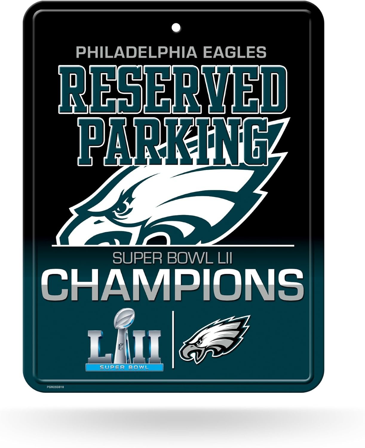 Philadelphia Eagles Super Bowl LII Champions Metal Wall Parking Sign, 8.5x11 Inch, Great for Man Cave, Bed Room, Office, Home Decor