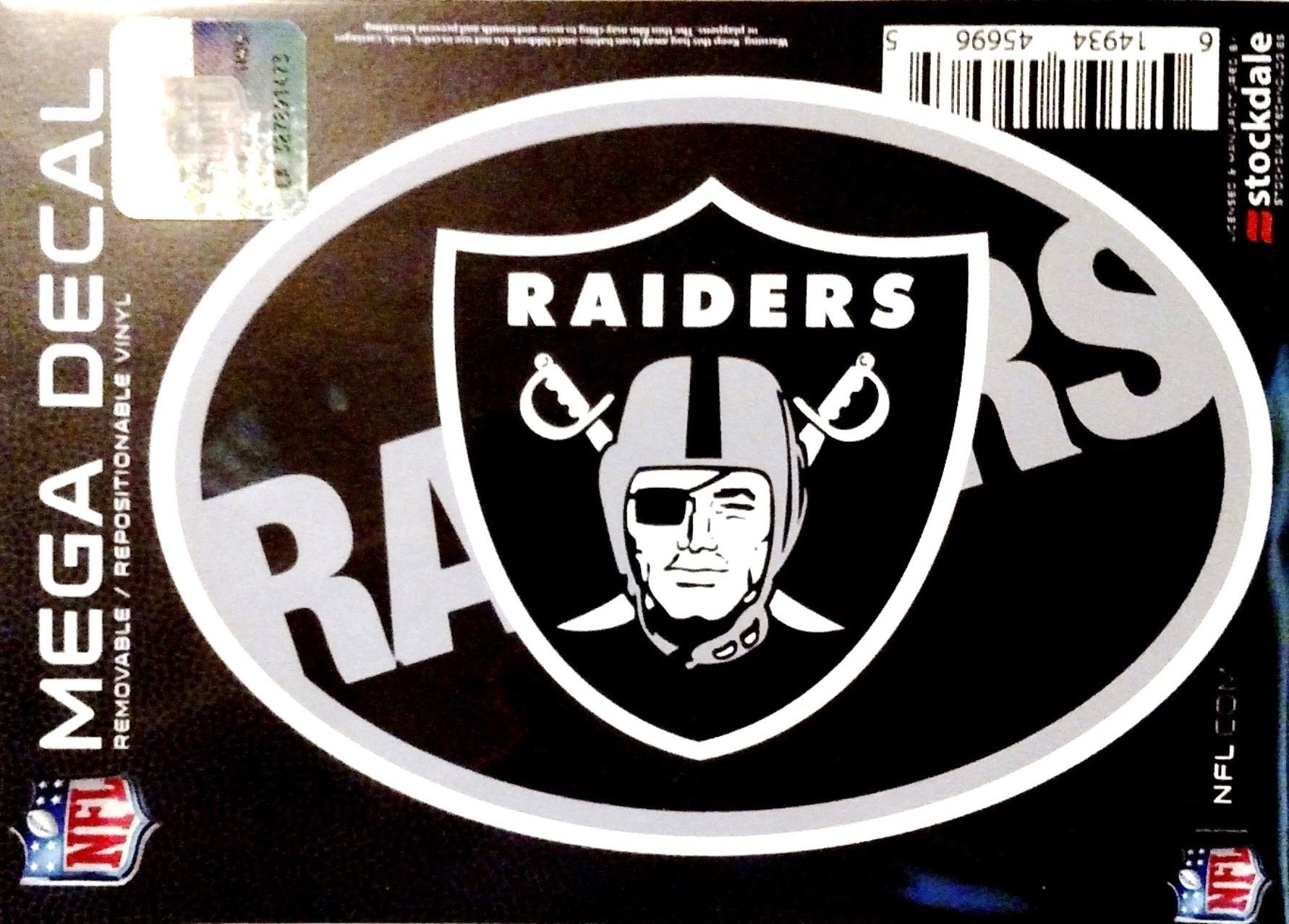Las Vegas Raiders 5 Inch Oval Sticker Decal, Mega Logo, Flat Vinyl, Full Adhesive Backing, Peel and Stick Application, Officially Licensed, Made in the USA