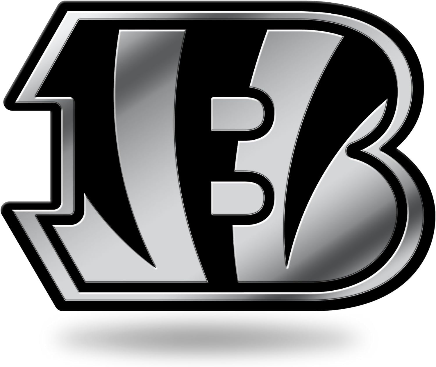 Cincinnati Bengals Auto Emblem, Silver Chrome Color, Raised Molded Plastic, 3.5 Inch, Adhesive Tape Backing