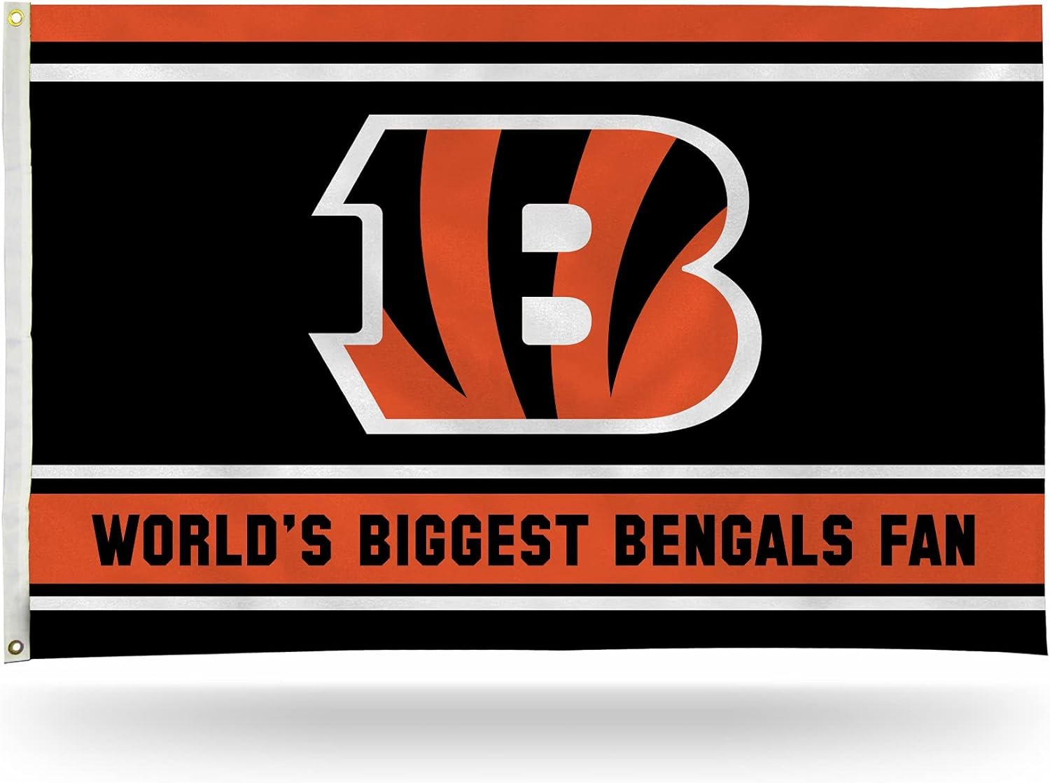 Cincinnati Bengals 3x5 Feet Flag Banner, World's Biggest Fan, Metal Grommets, Single Sided, Indoor or Outdoor Use