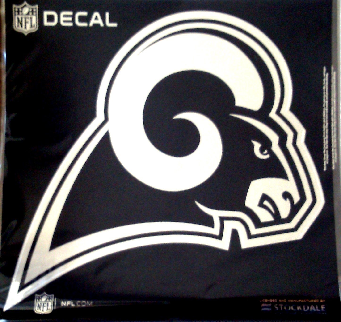 Los Angeles Rams Decal Sticker, Die Cut, 12 Inch, Chrome Shimmer Design, All Surface, Full Adhesive Backing, Officially Licensed