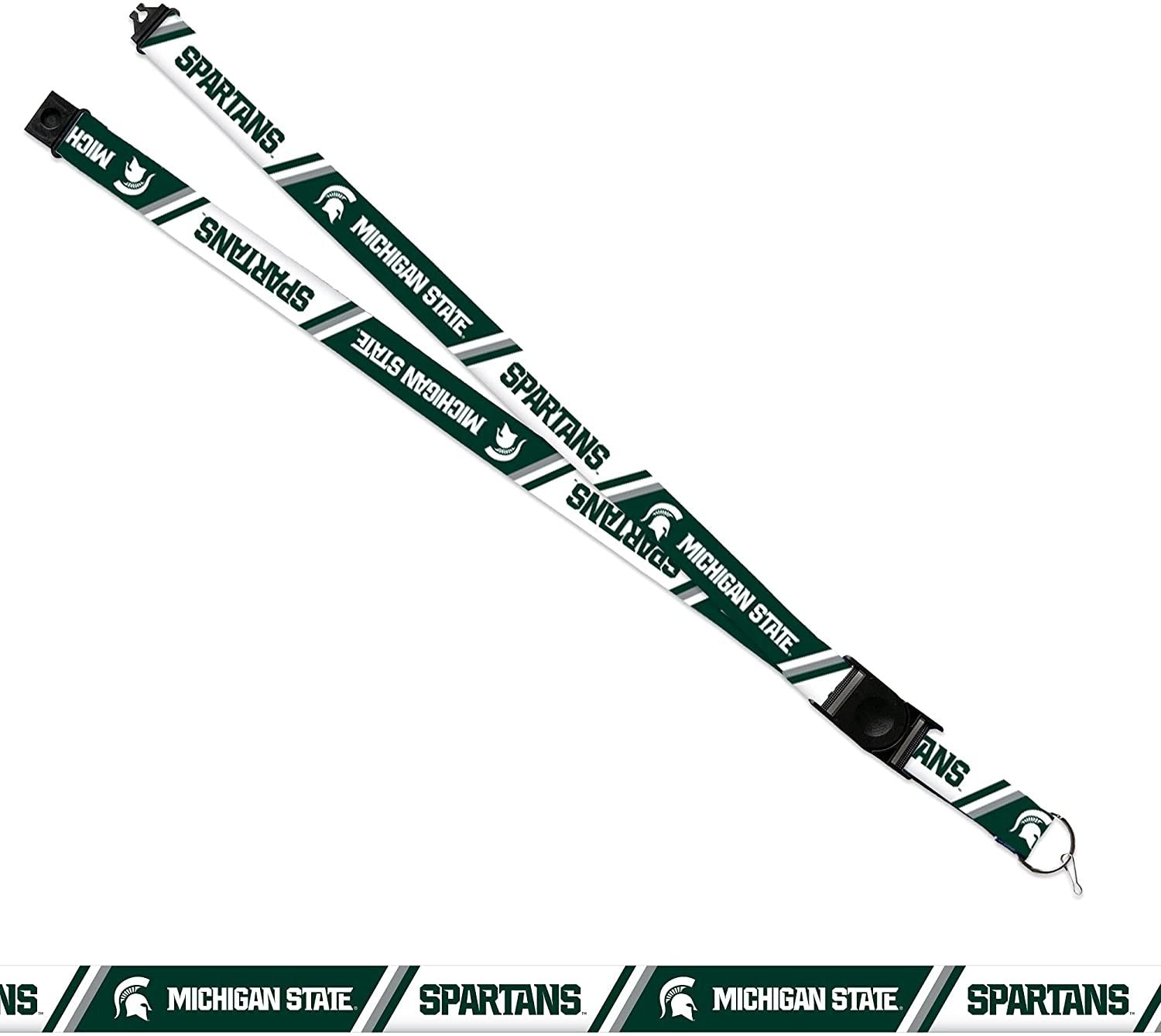 Michigan State University Spartans Lanyard Keychain Double Sided 18 Inch Button Clip Safety Breakaway