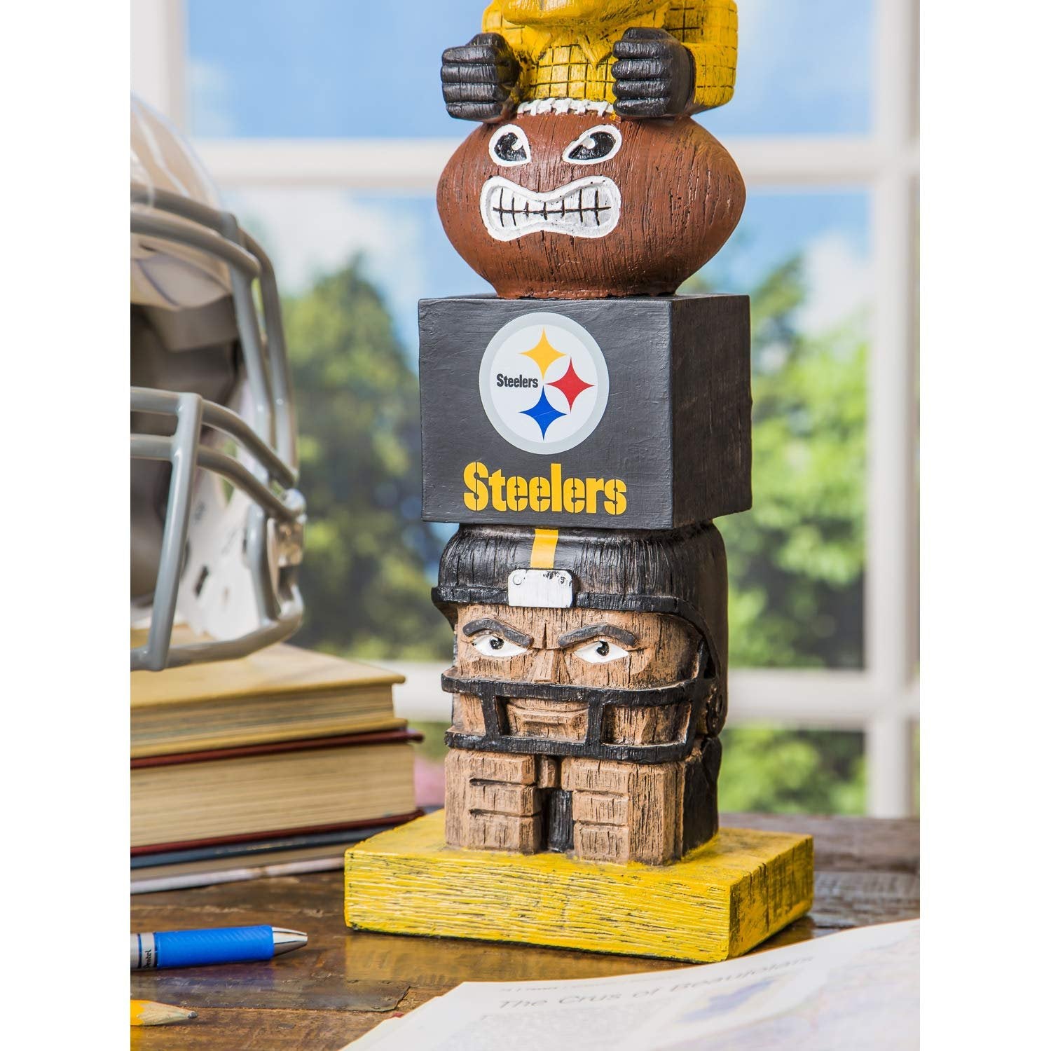 Pittsburgh Steelers Tiki Totem Garden Statue, Hand Painted Resin, 16 Inch, Indoor Outdoor Decor, Officially Licensed