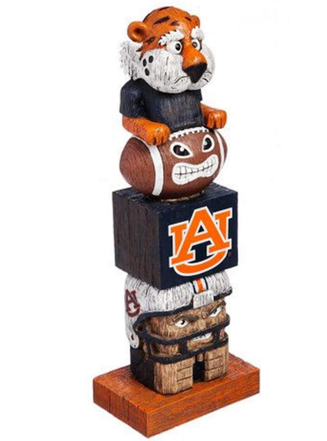 Auburn University Tigers Team Garden Statue Tiki Tiki Totem, Hand Crafted Resin, 16 Inch Tall, Indoor Outdoor Decorative Mascot Figure, Officially Licensed